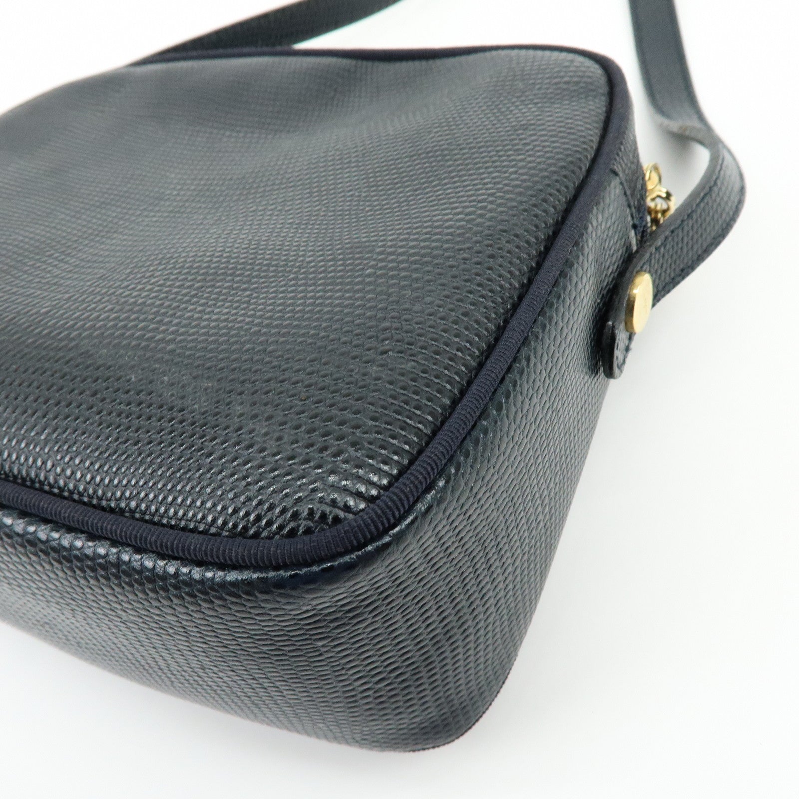 Ferragamo Vara Embossed Leather Shoulder Bag Crossbody Bag Navy