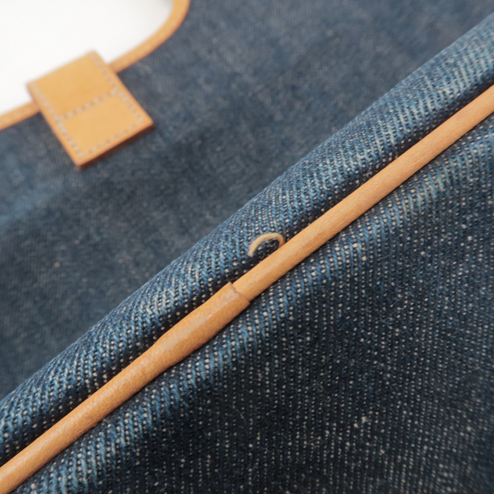 BURBERRY Blue Label Denim Leather Hand Bag Tote Bag Indigo Blue