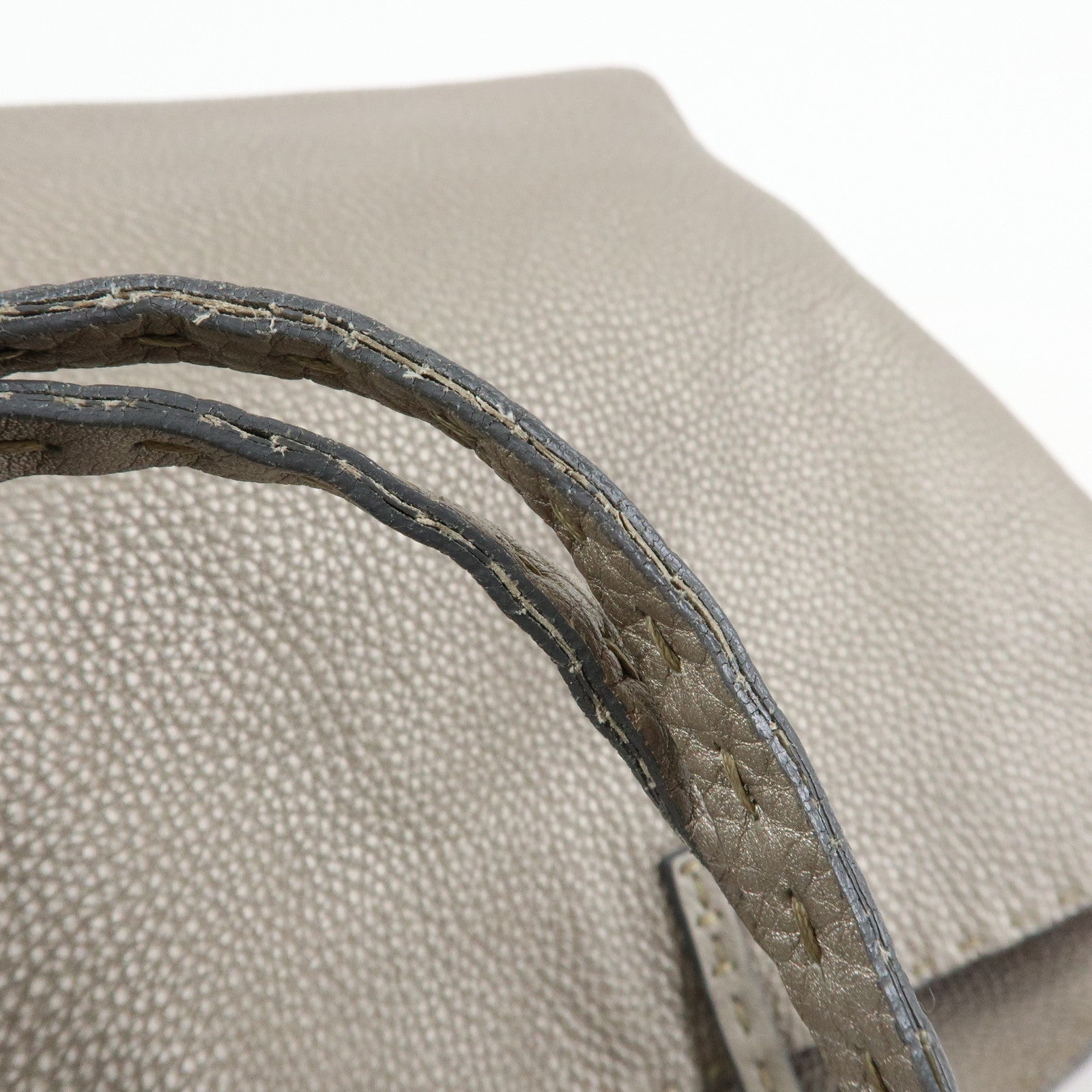 FENDI Selleria Leather Tote Bag Shoulder Bag Silver 8BH126