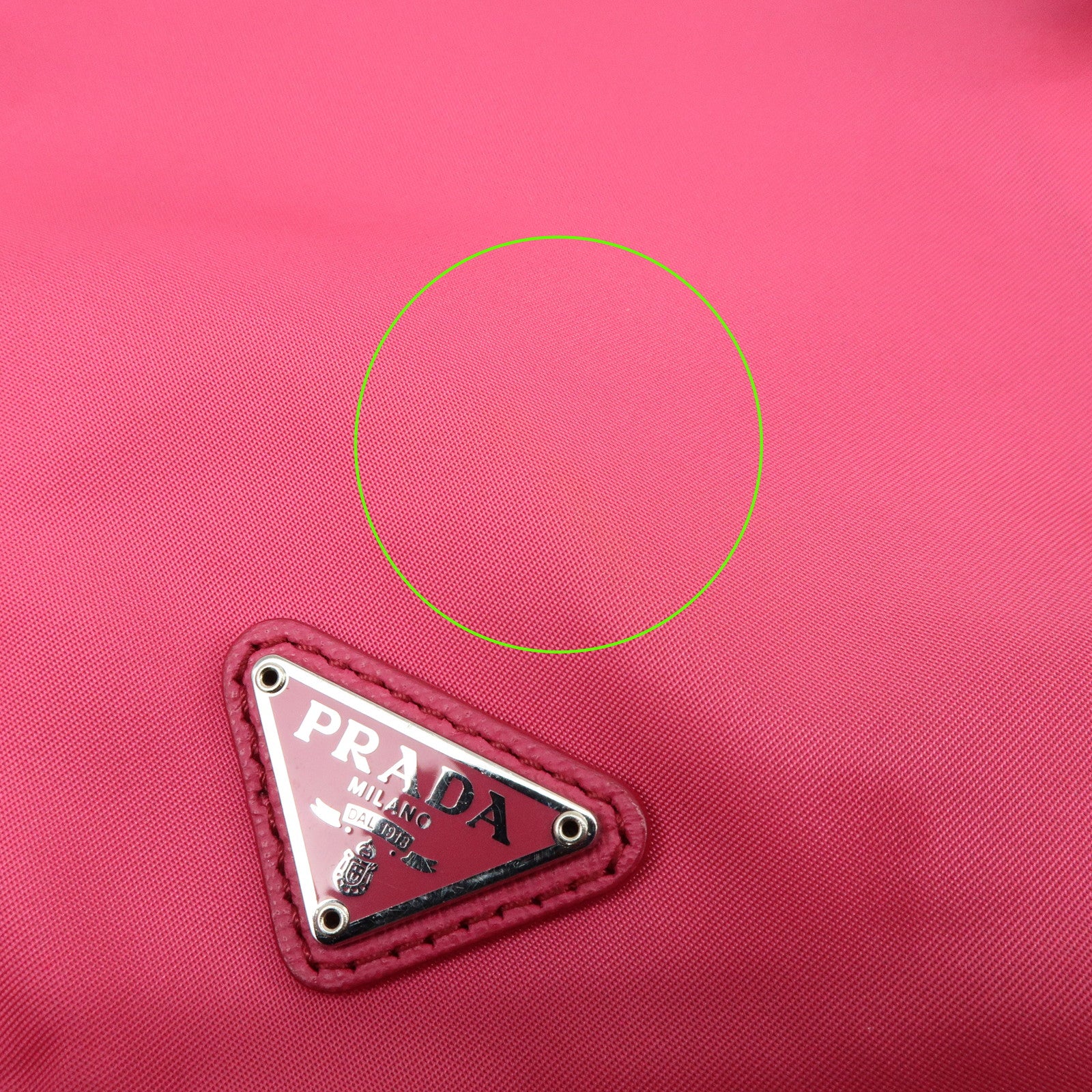 PRADA Triangle Logo Nylon Leather Drawstring Pouch Pink 1N0369