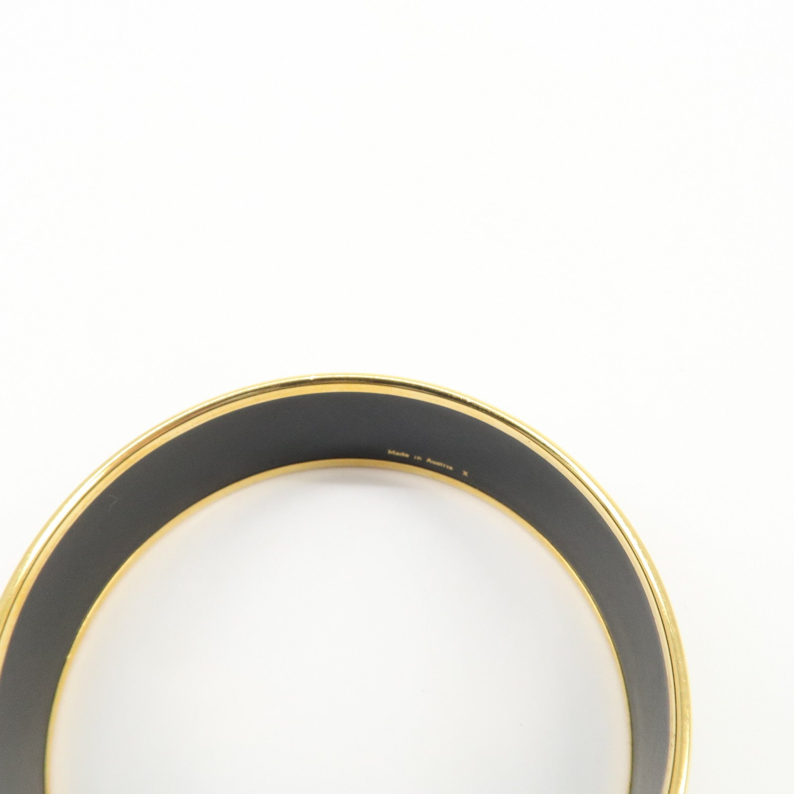 HERMES Email GM Animal Gold Plated Bangle Bracelet Green Gold