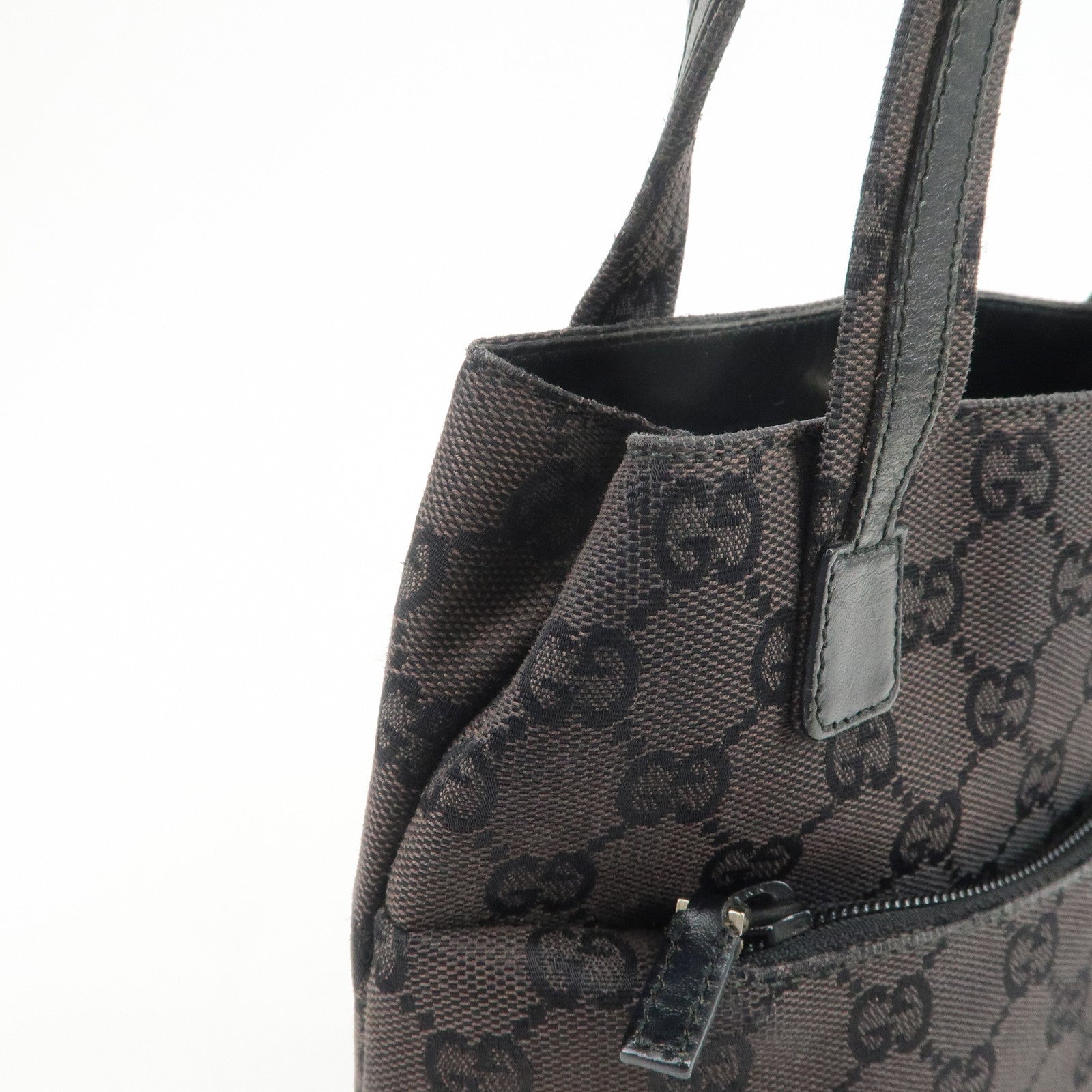 GUCCI GG Canvas Leather Hand Bag Shoulder Bag Dark Brown 002・1075