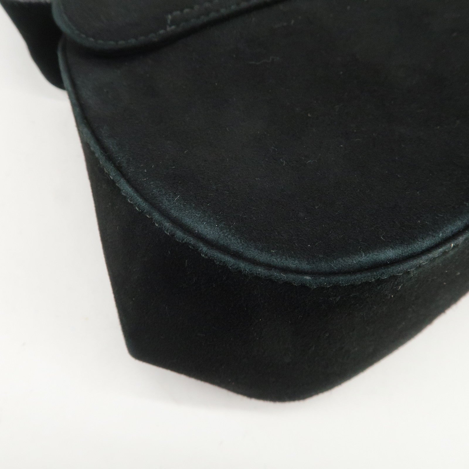 Ferragamo Gancini Suede Leather Shoulder Bag Hand Bag Black