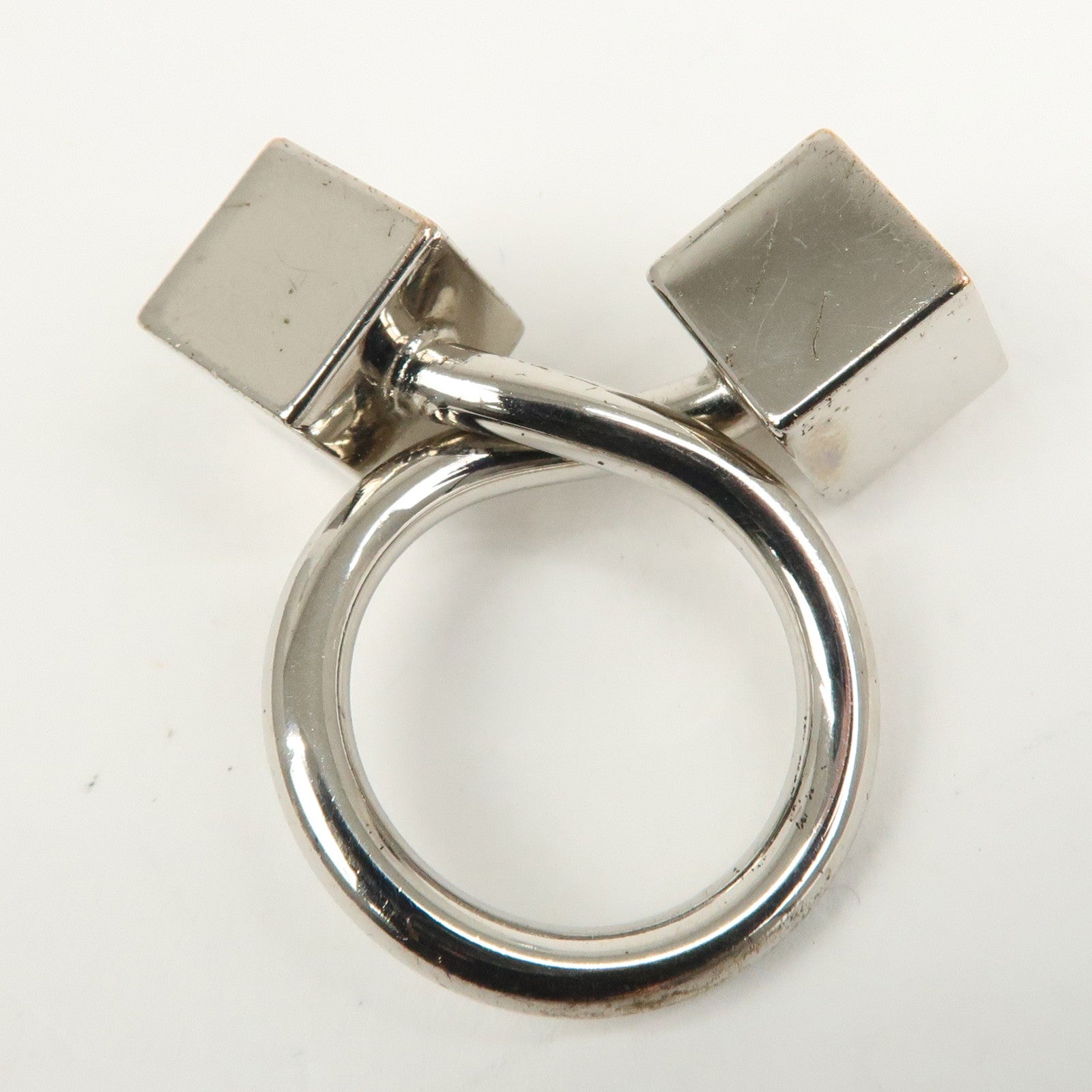Louis Vuitton Logo Metal Cube Scarf Ring Silver