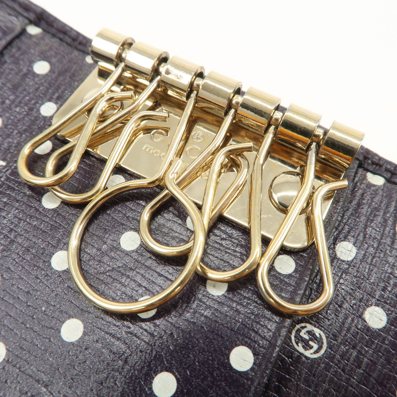 GUCCI Interlocking G Leather 6 Rings Key Case Purple 309706