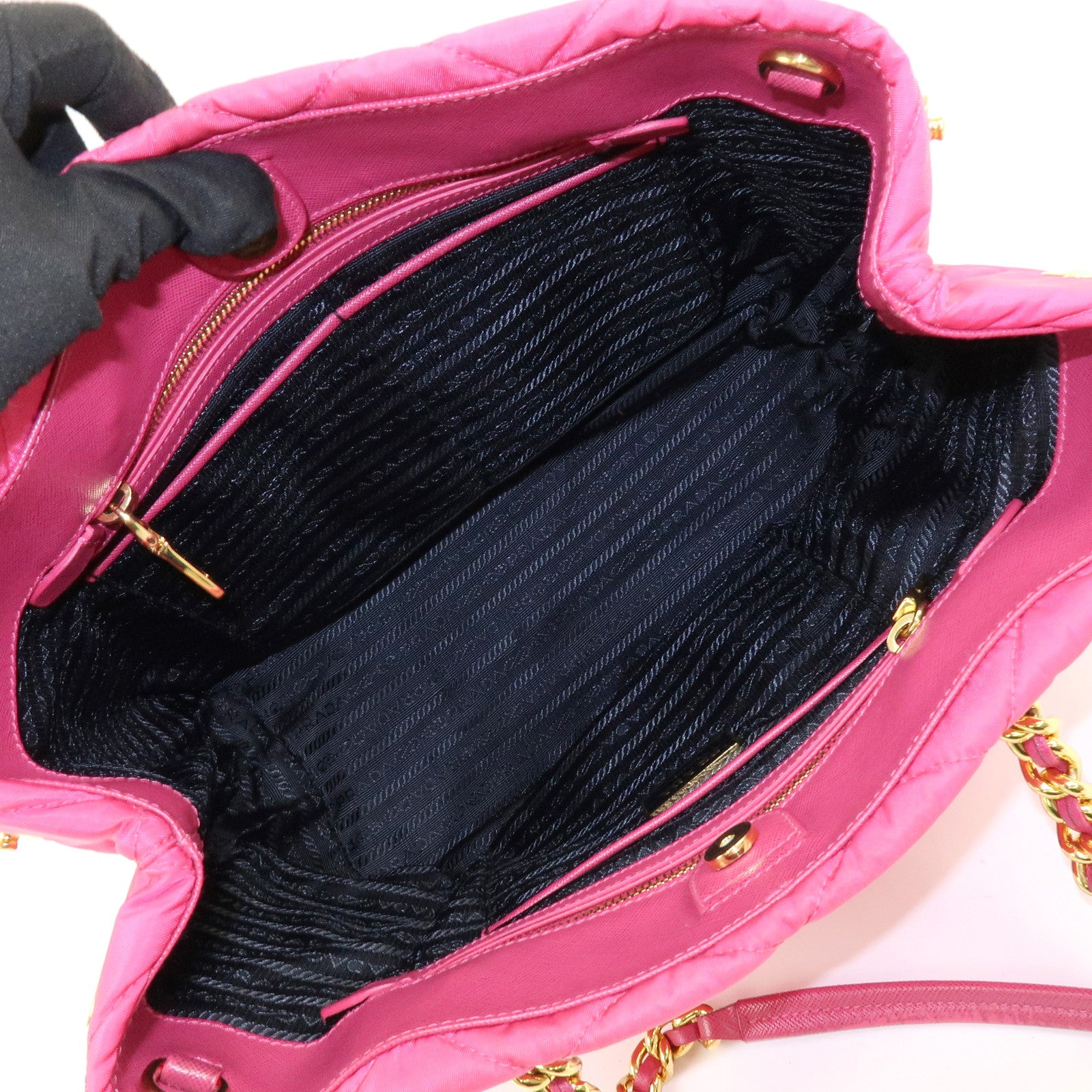PRADA Triangle Logo Nylon 2Way Hand Bag Shoulder Bag Pink BN2740