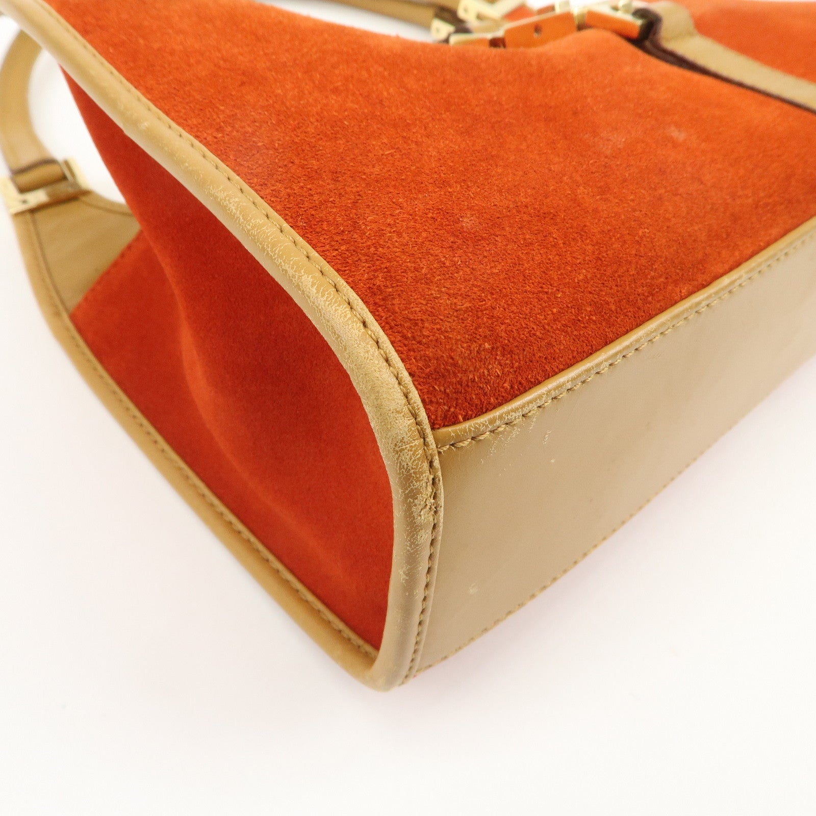 GUCCI Jackie Suede Leather Shoulder Bag Hand Bag Orange 002.1068
