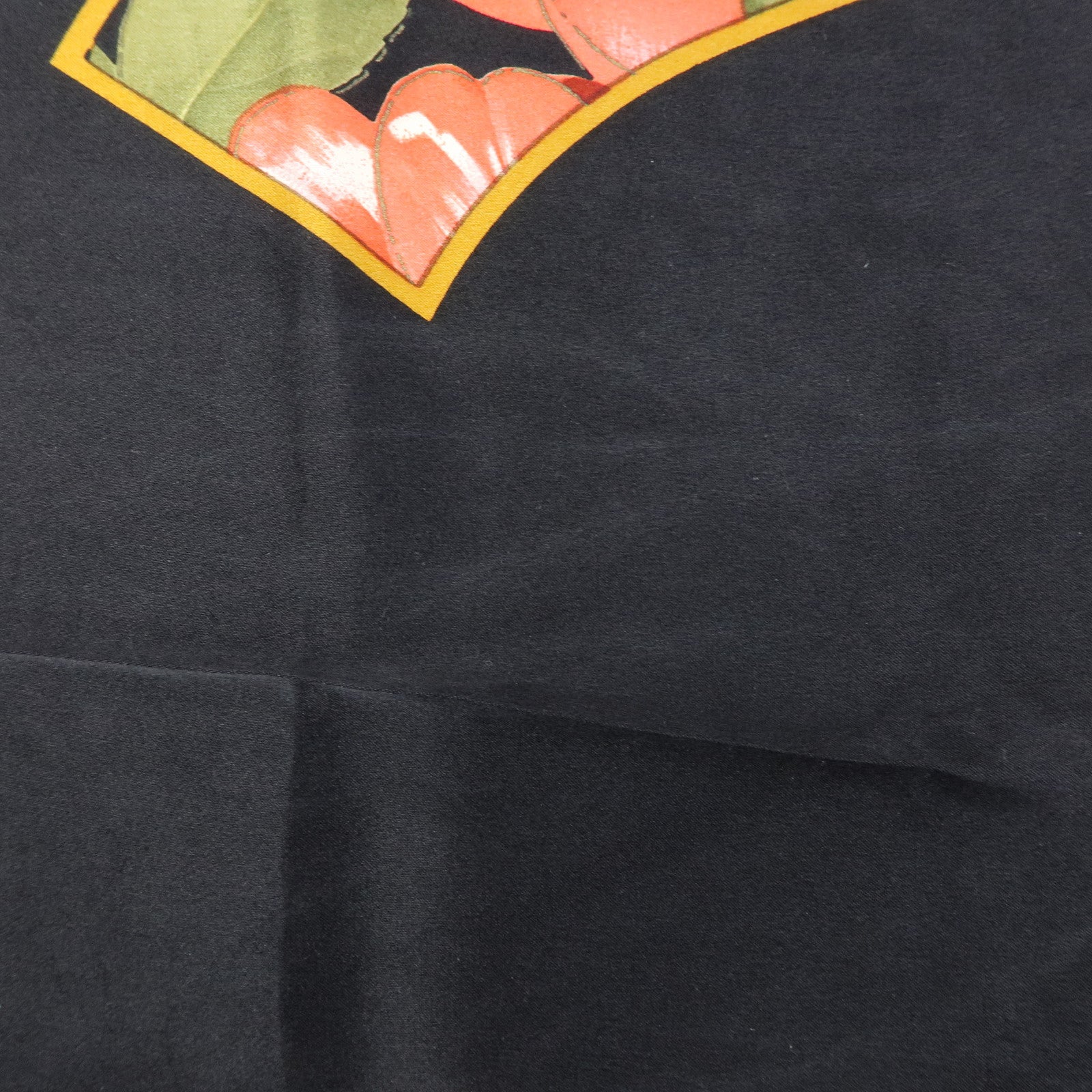 CHANEL COCO Mark Silk 100% Scarf Floral Motif Black Gold