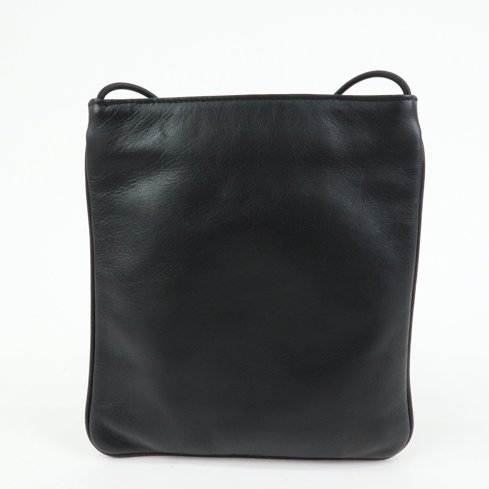 MIU MIU Logo Leather Shoulder Bag Crossbody Bag Flat Pouch Black