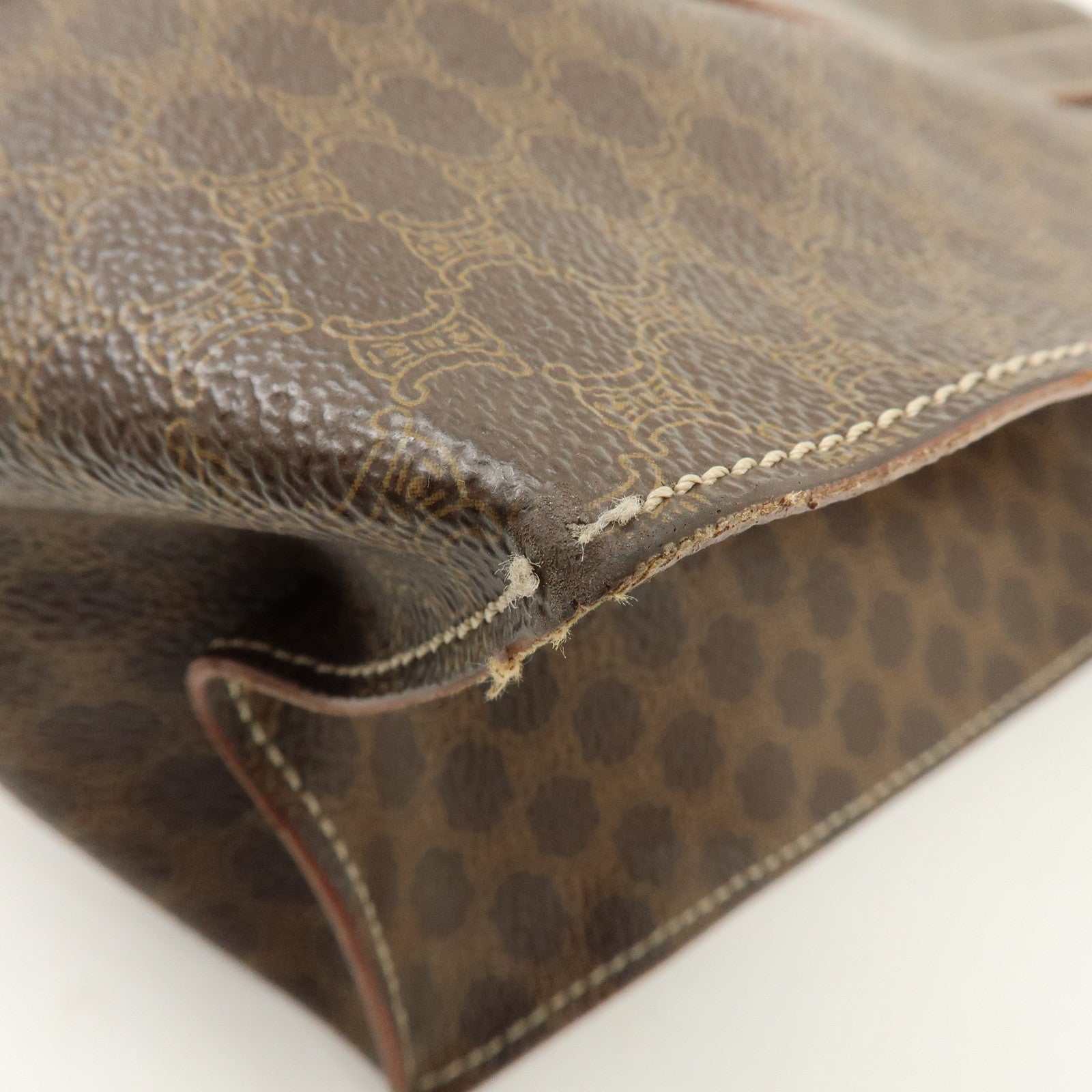 CELINE  Macadam PVC Leather Tote Bag Shoulder Bag Brown