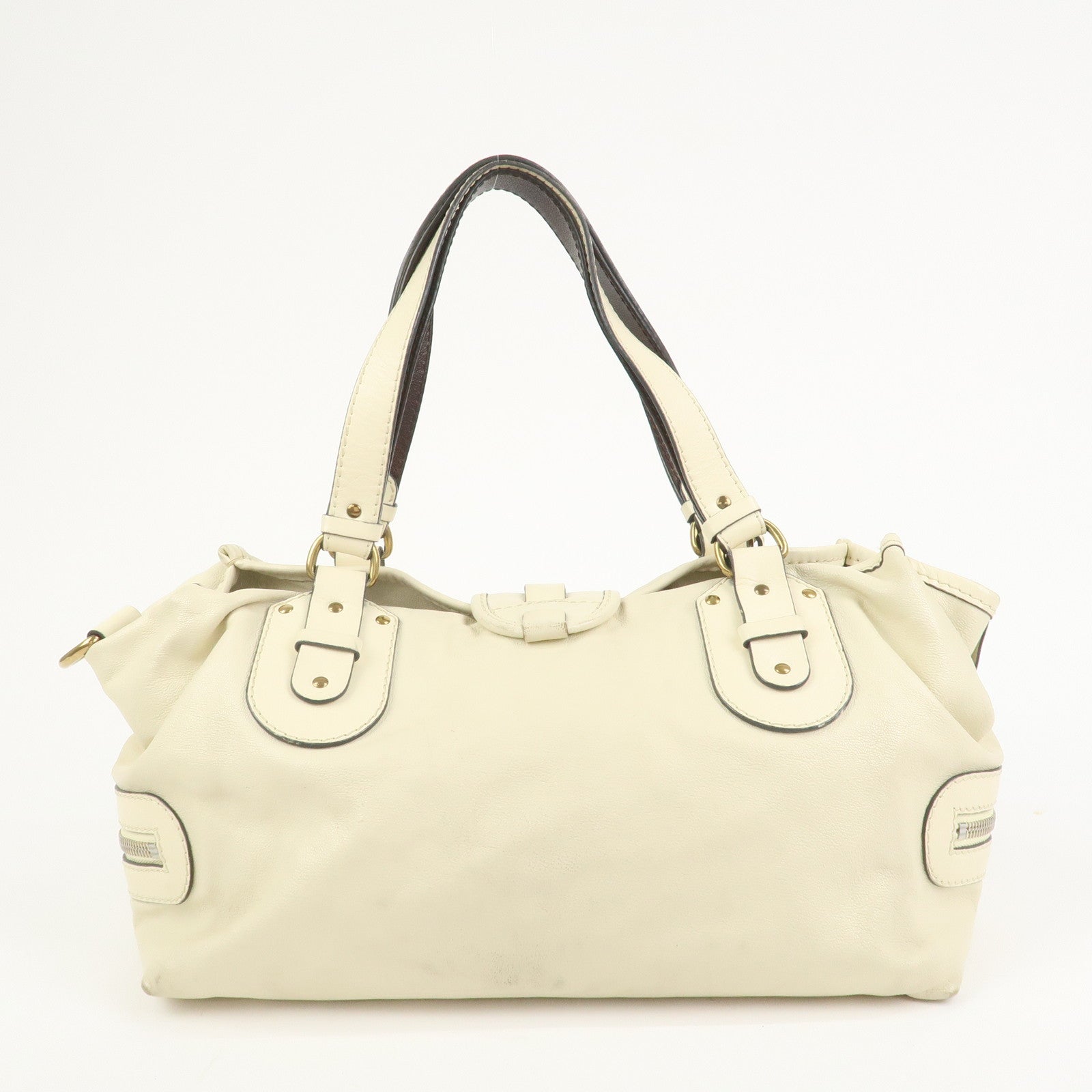 Chloe Kerala Leather Shoulder Bag Hand Bag Ivory Brown