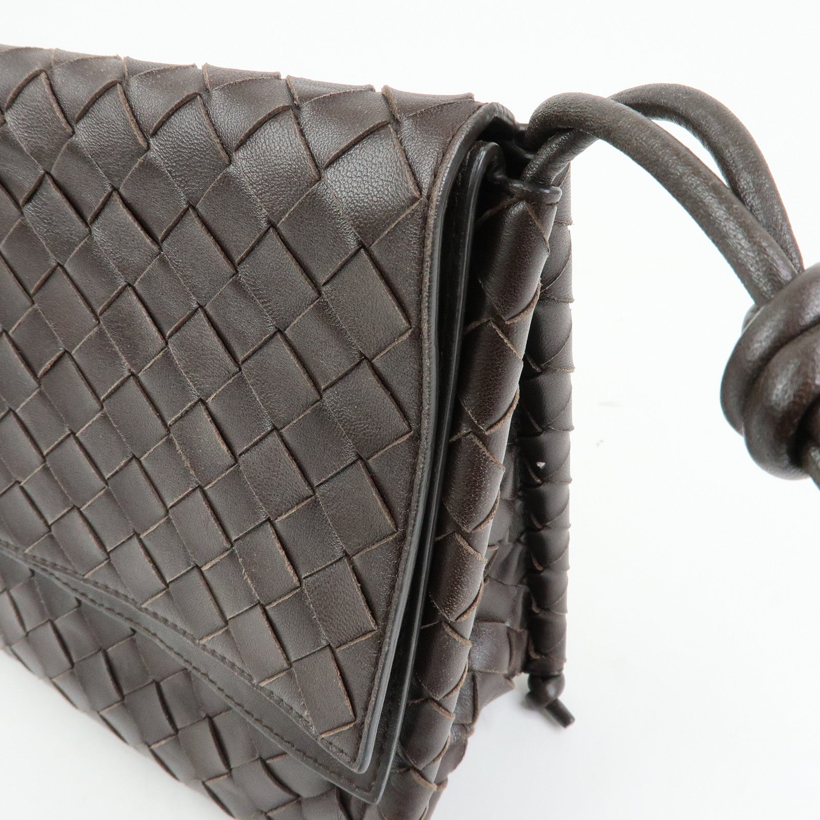 BOTTEGA VENETA Intrecciato Leather Shoulder Bag Hand Bag Brown