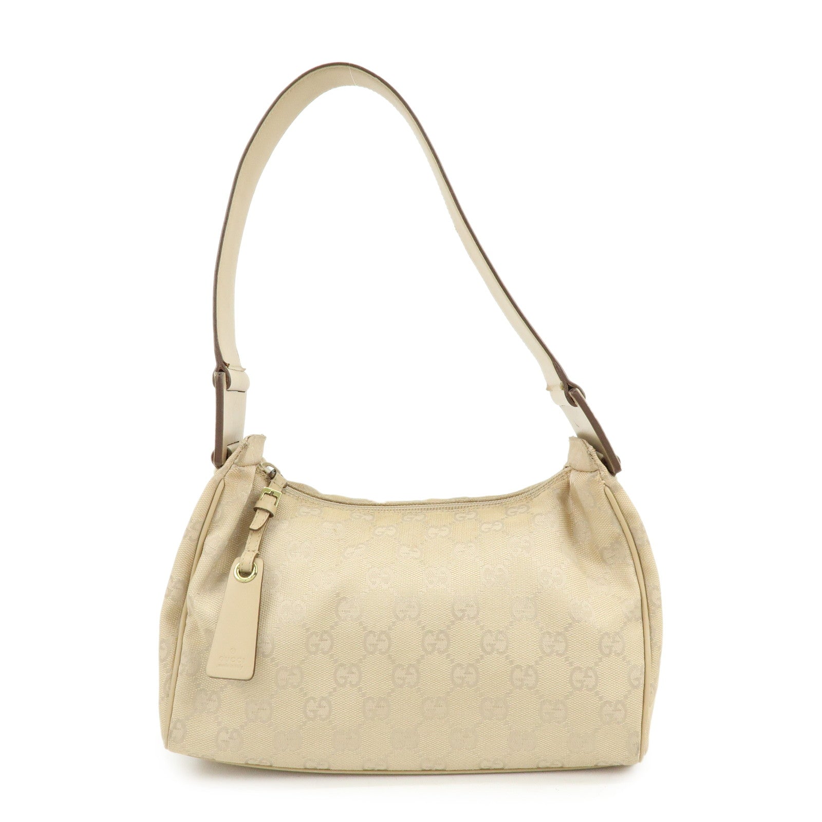 GUCCI GG Canvas Leather Shoulder Bag Hand Bag Beige 92699