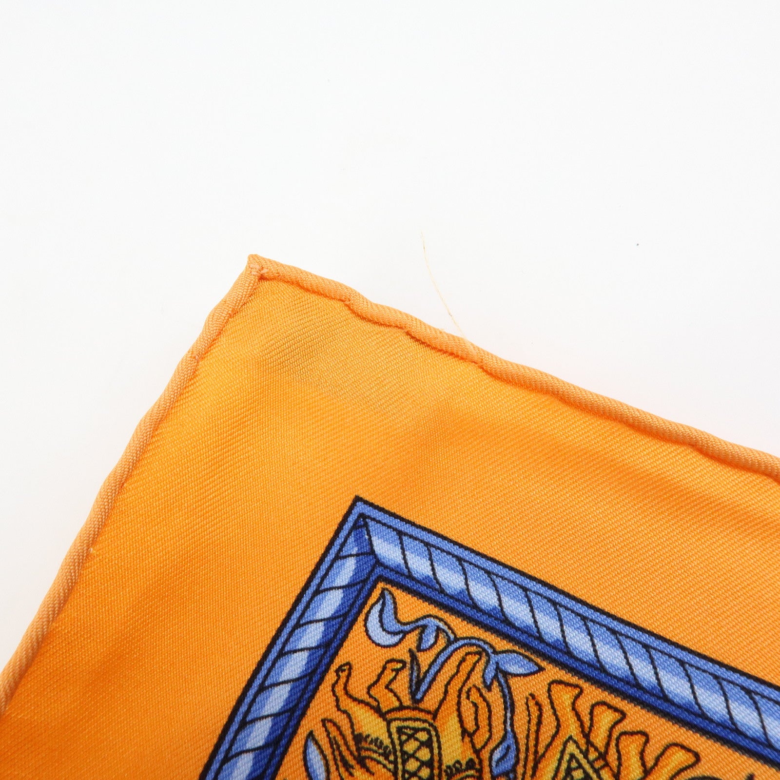 HERMES Carre 90 Silk 100% Scarf CHASSE EN INDE Orange Multicolor