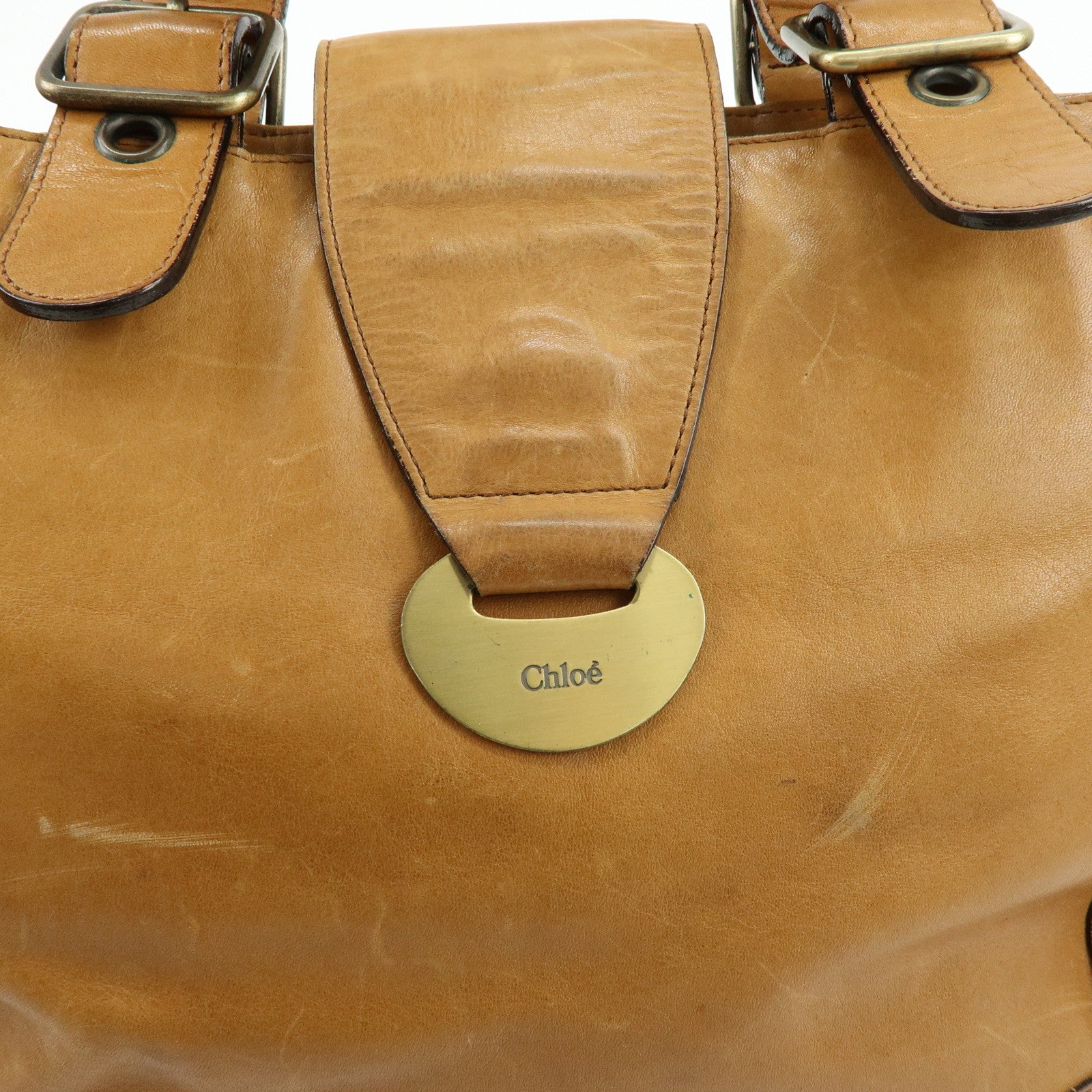 Chloe Maroquinerie Leather Tote Bag Shoulder Bag Hand Bag Brown