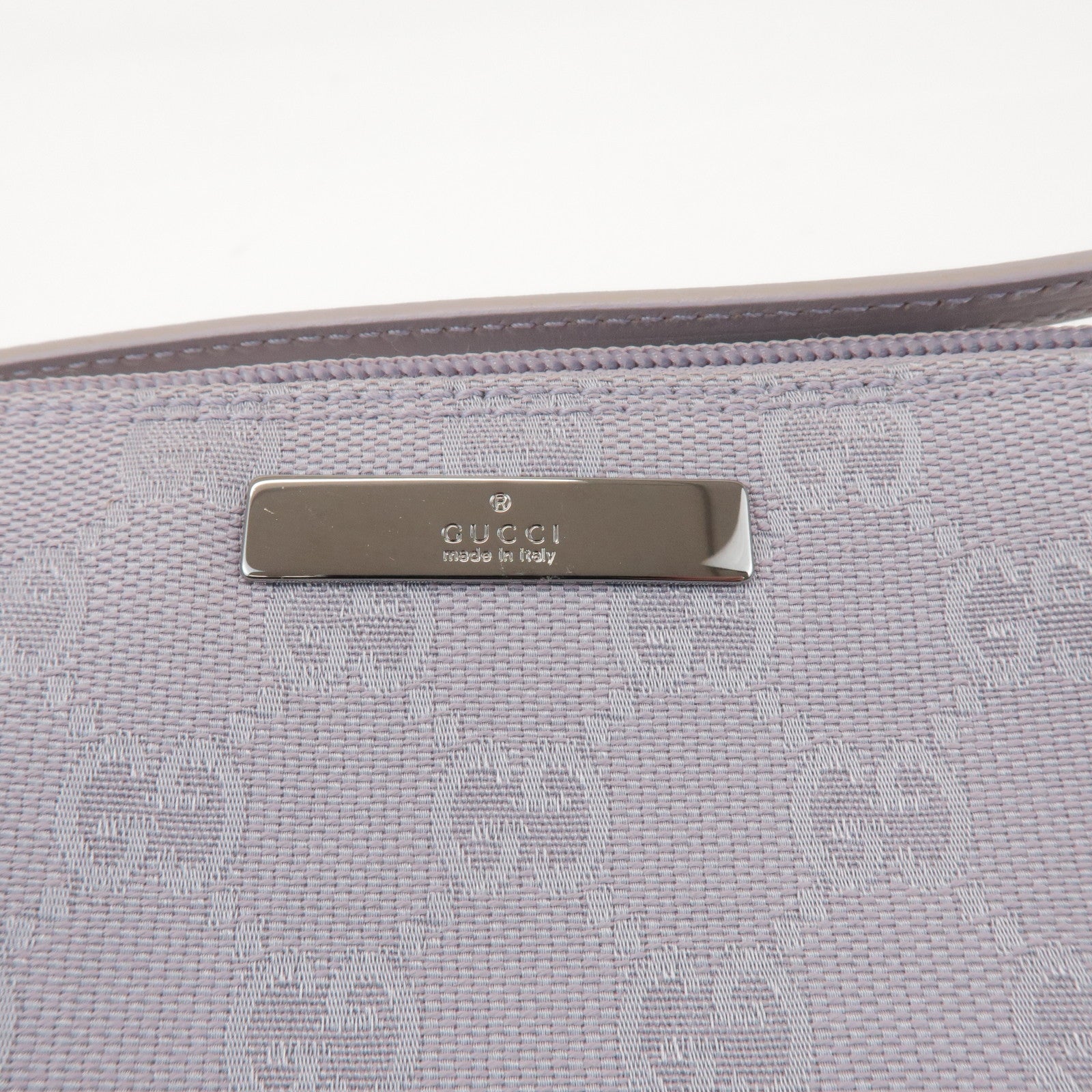 GUCCI Boat Bag GG Canvas Leather Hand Bag Pouch Light Purple 07198