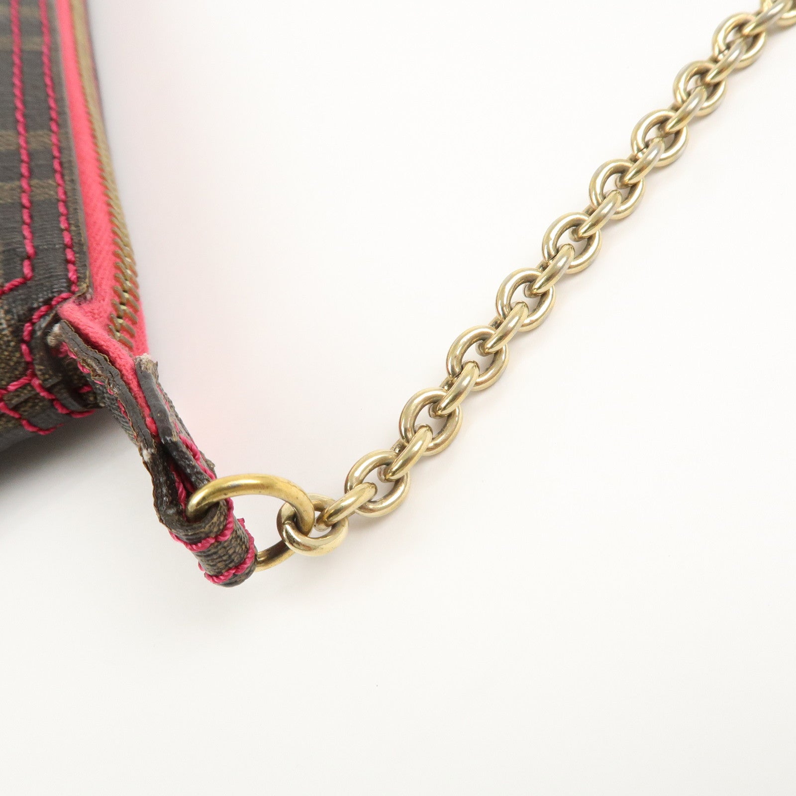 FENDI Zucca PVC Chain Accessory Pouch Hand Bag Brown 8BR592