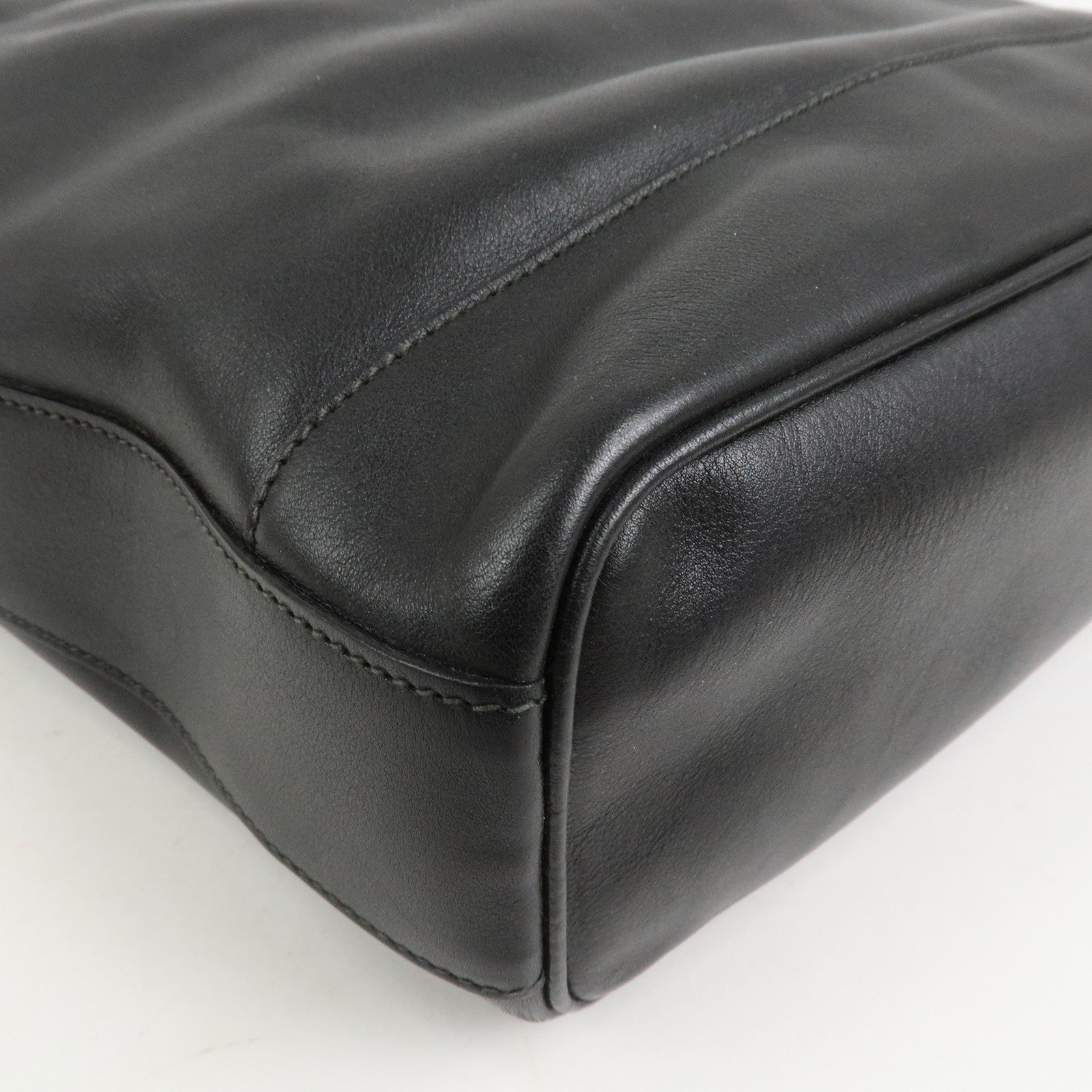 GUCCI Bamboo Leather Shoulder Bag Black 001.113.1643