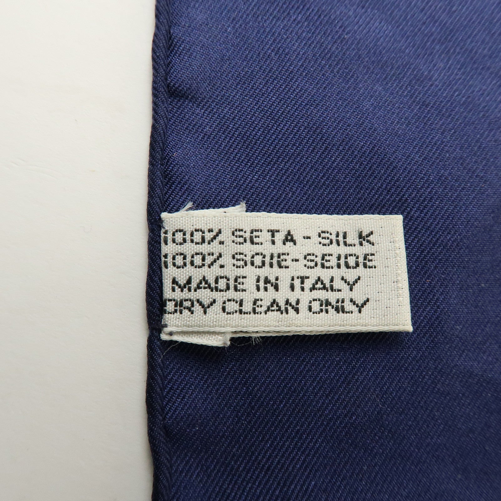 CHANEL Silk 100% Scarf COCO Mark Chain Motif Navy Gold