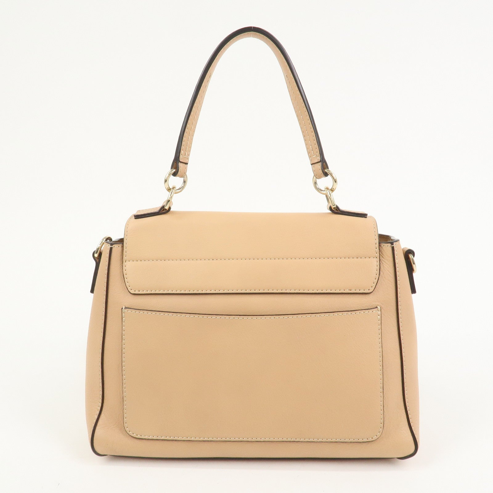 Chloe FAYE Leather Suede Hand Bag Pink Beige Gold