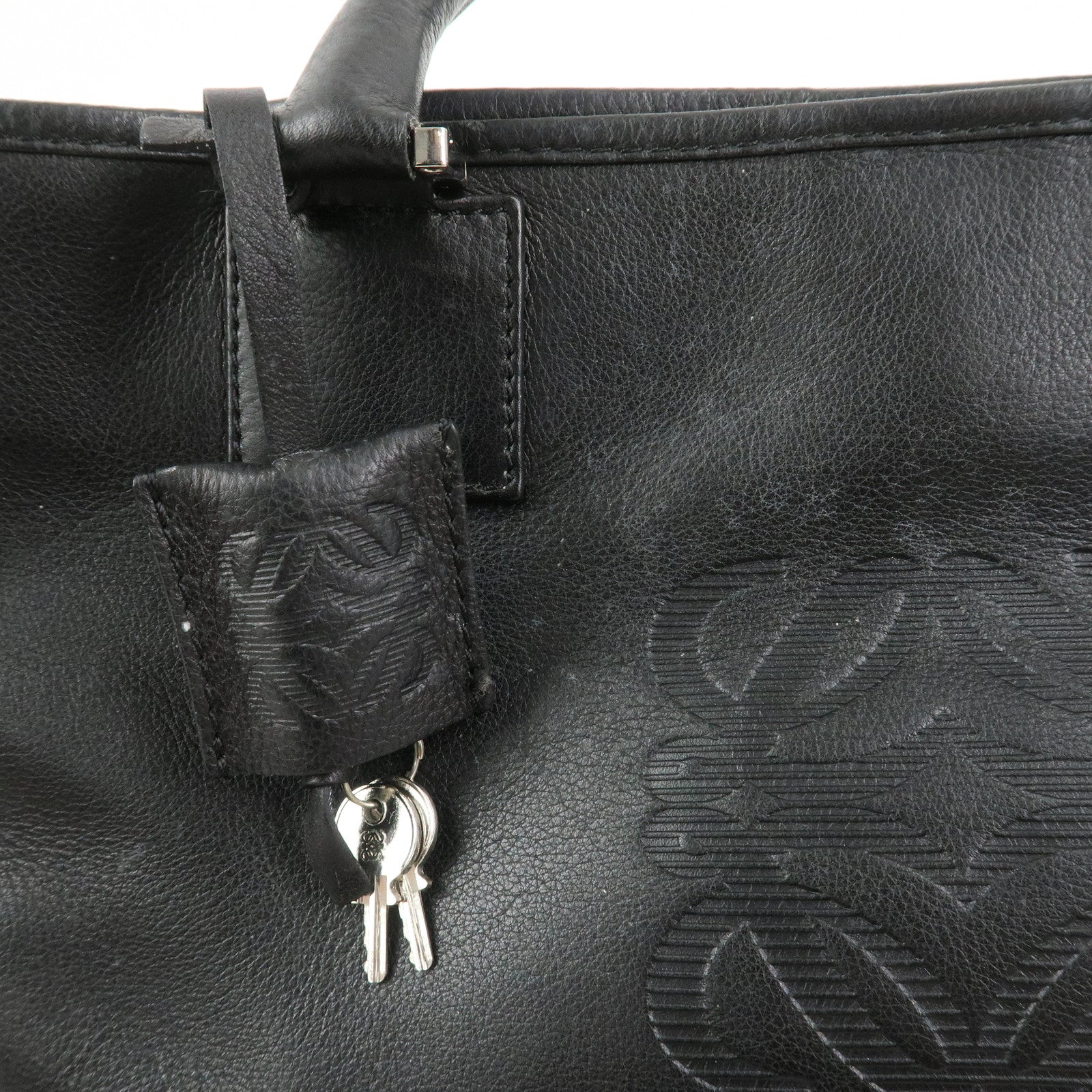 LOEWE Anagram Leather Tote Bag Hand Bag Black