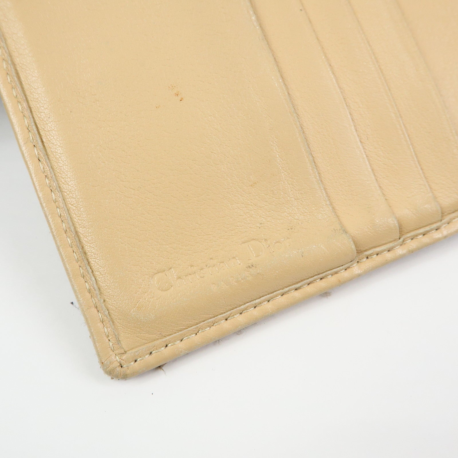 Christian Dior Trotter Canvas Leather Bi-fold Compact Wallet Beige