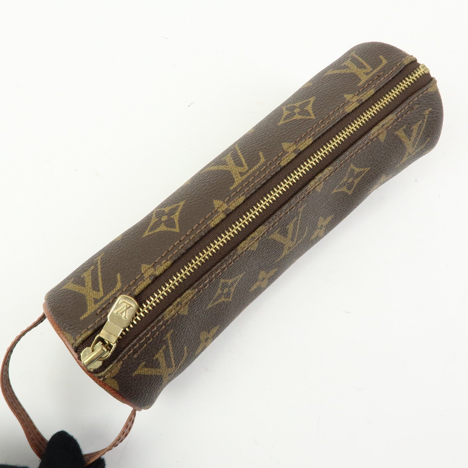 Louis Vuitton Monogram Trousse Ronde Pen Case Brown M47630