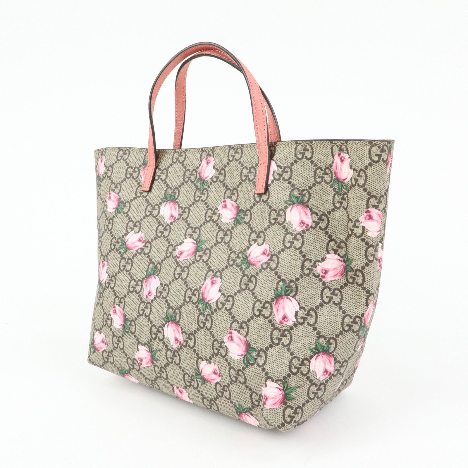 GUCCI Children's GG Supreme Leather Tote Bag Rose Beige Pink 410812