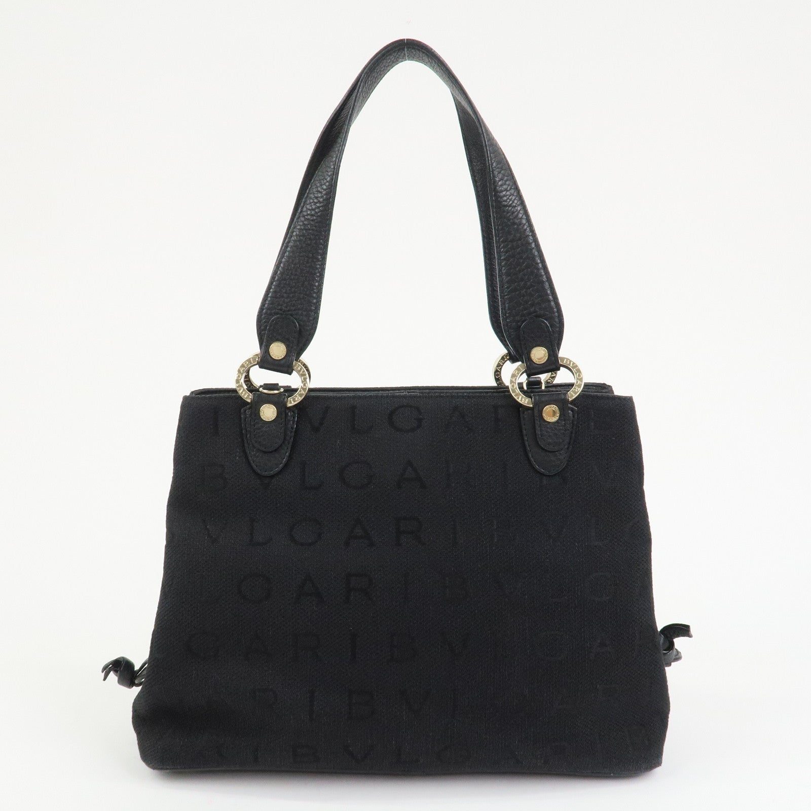 BVLGARI Logo Mania Canvas Leather 2Way Bag Shoulder Bag Black