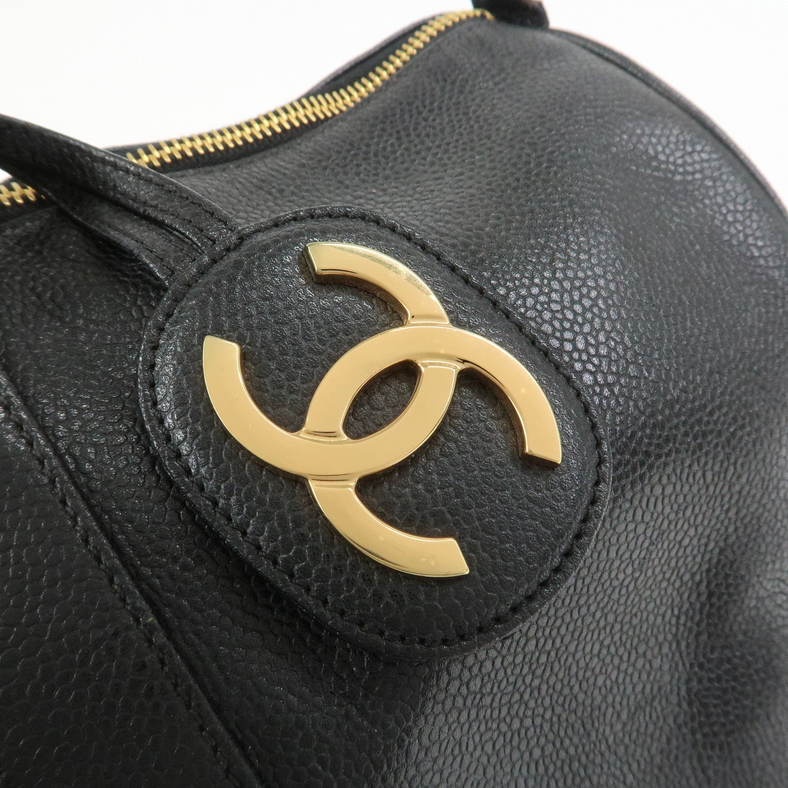 CHANEL COCO Mark Caviarskin Boston Bag Hand Bag Black