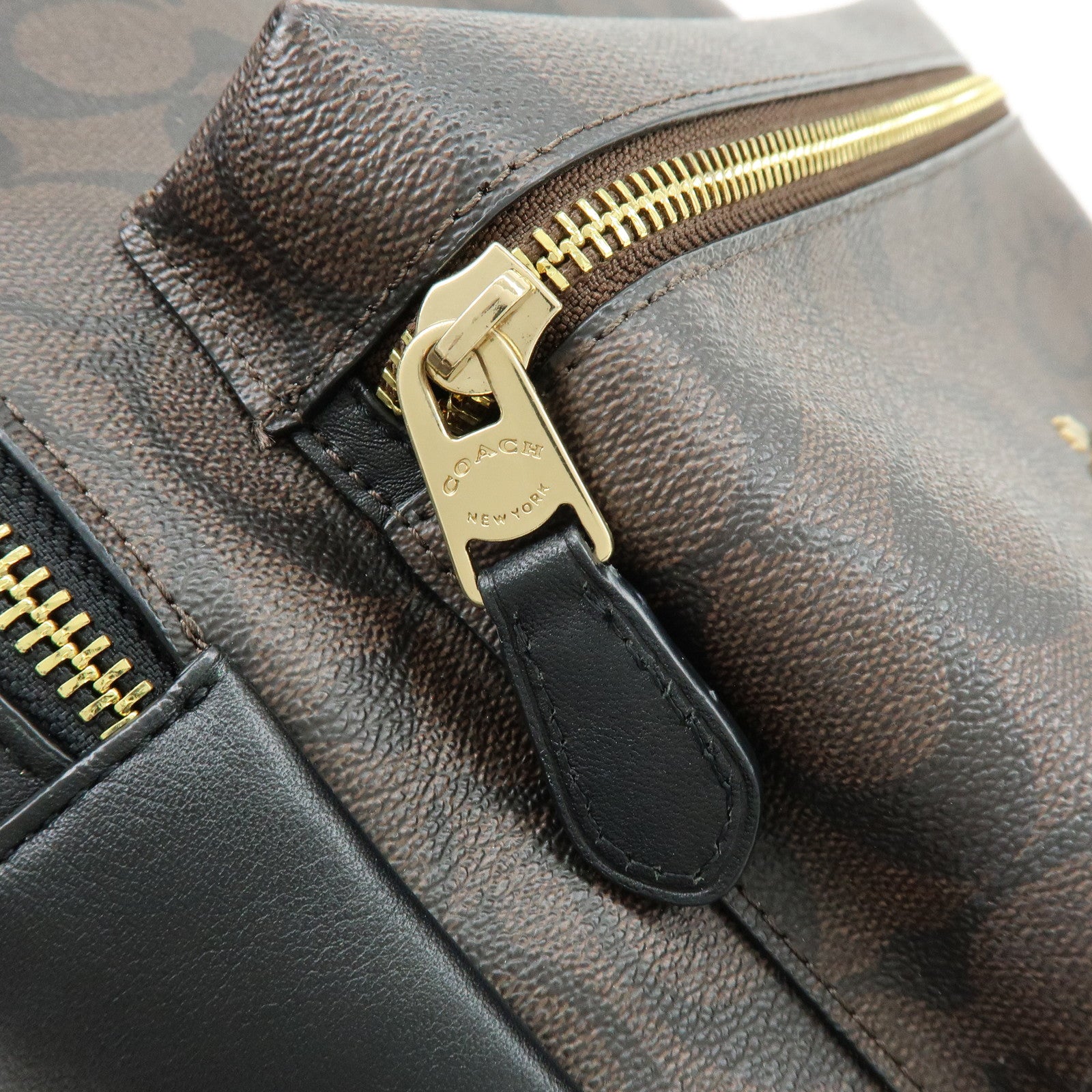 COACH Charlie PVC Canvas Leather Backpack Rucksack Dark Brown