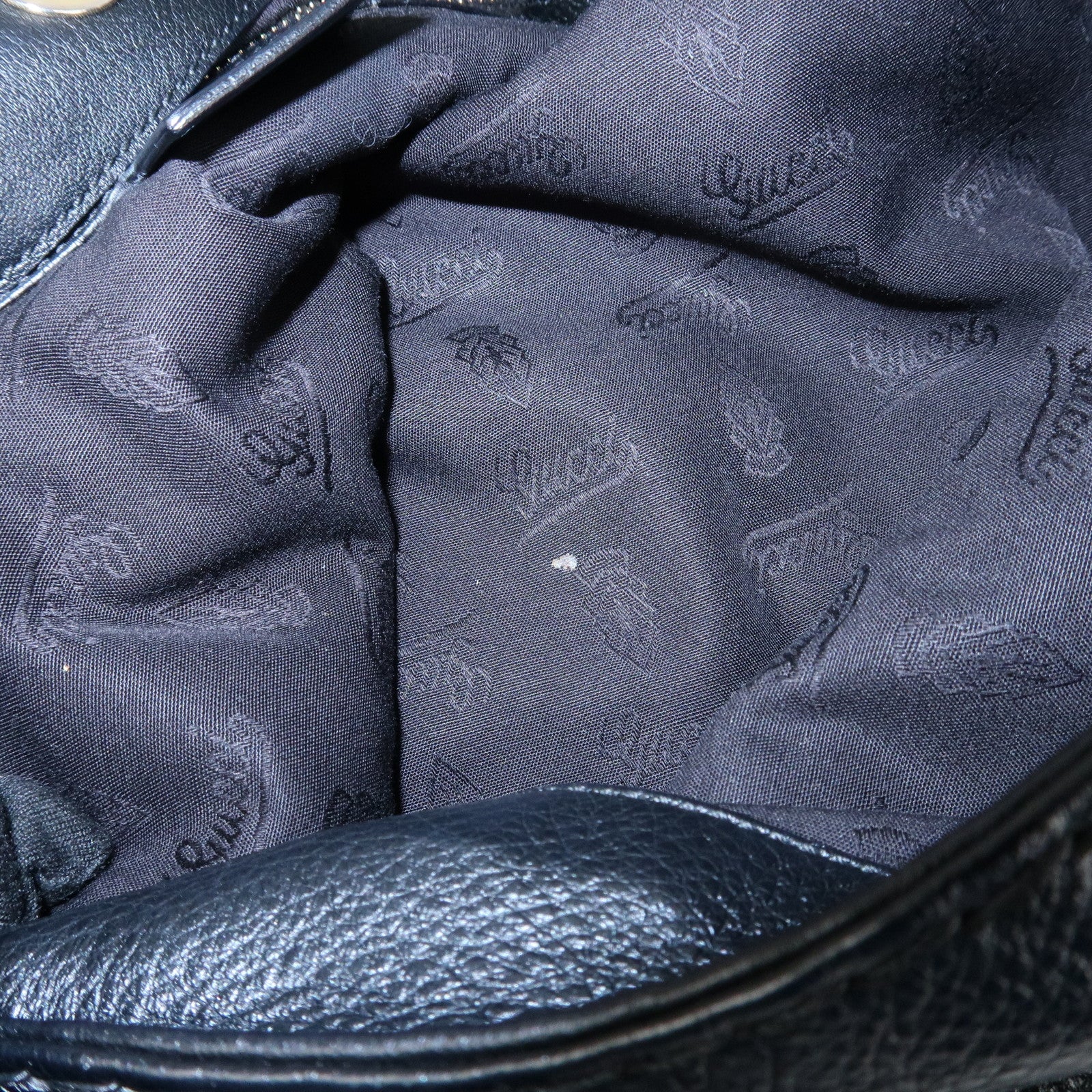 GUCCI Guccissima Leather Shoulder Bag Gold Hardware Black 203503 Used