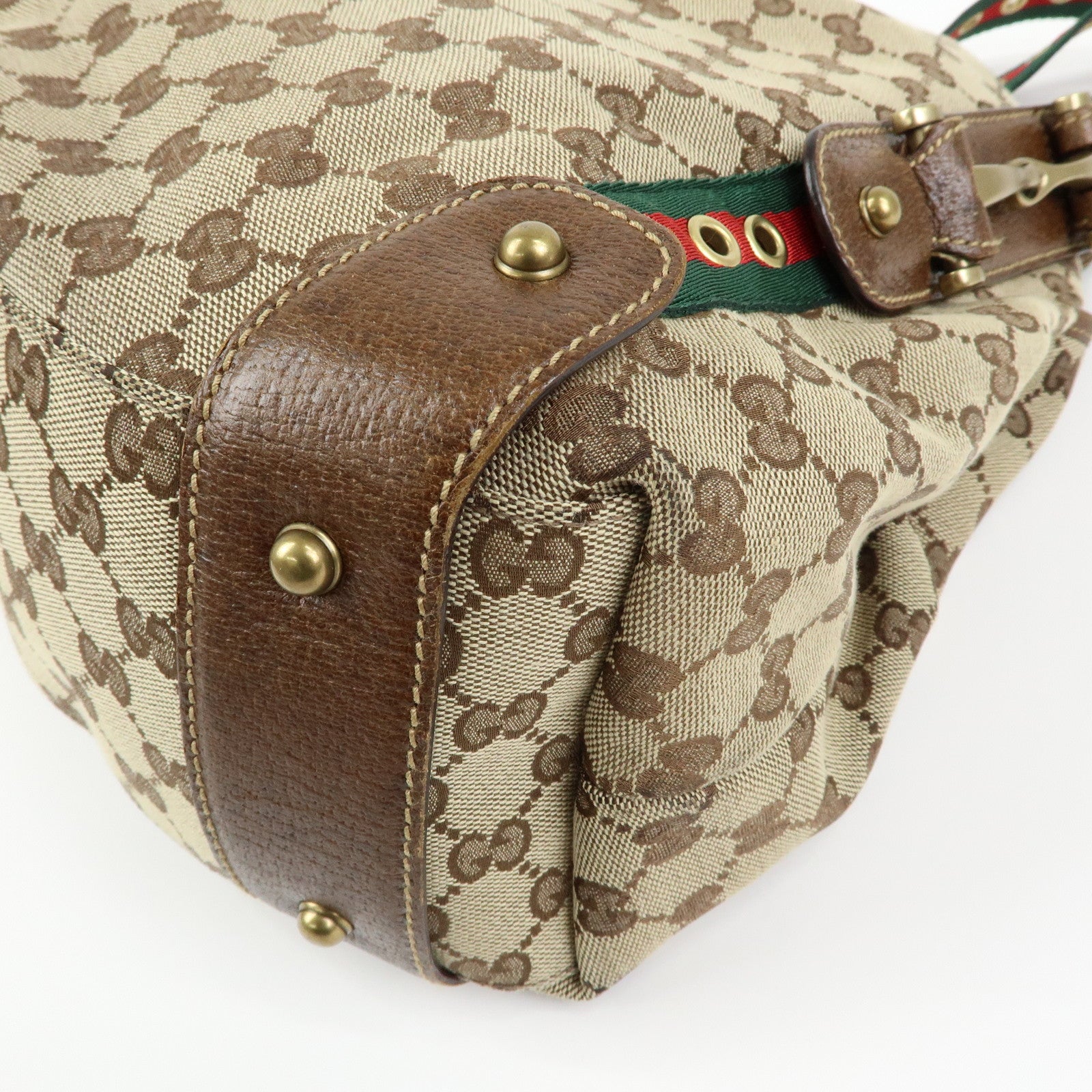 GUCCI Sherry GG Canvas Tote Bag Hand Bag Beige Brown 144186