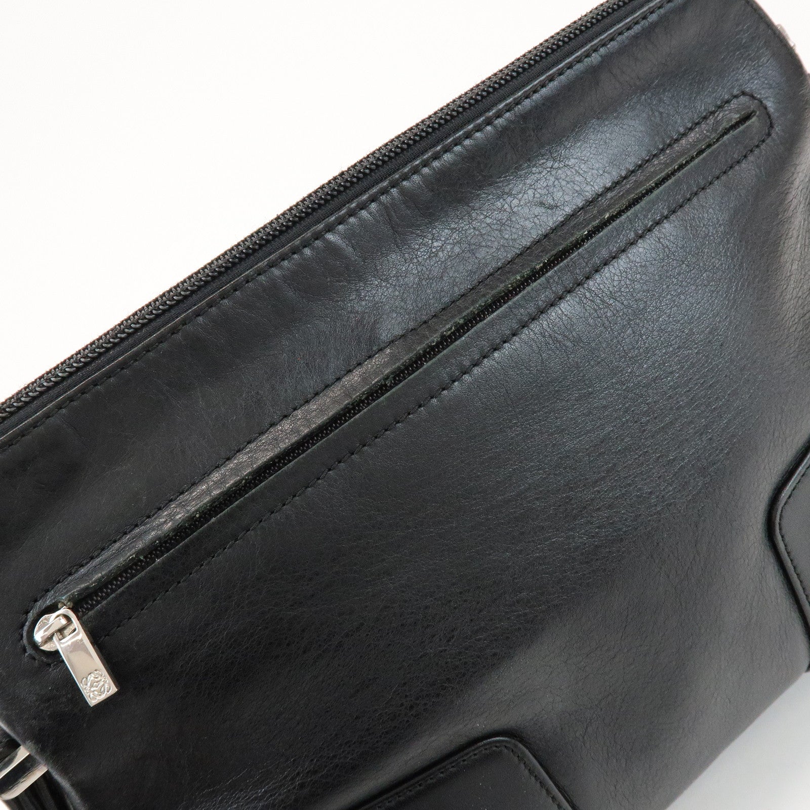 LOEWE Anagram Logo Leather Clutch Bag Black