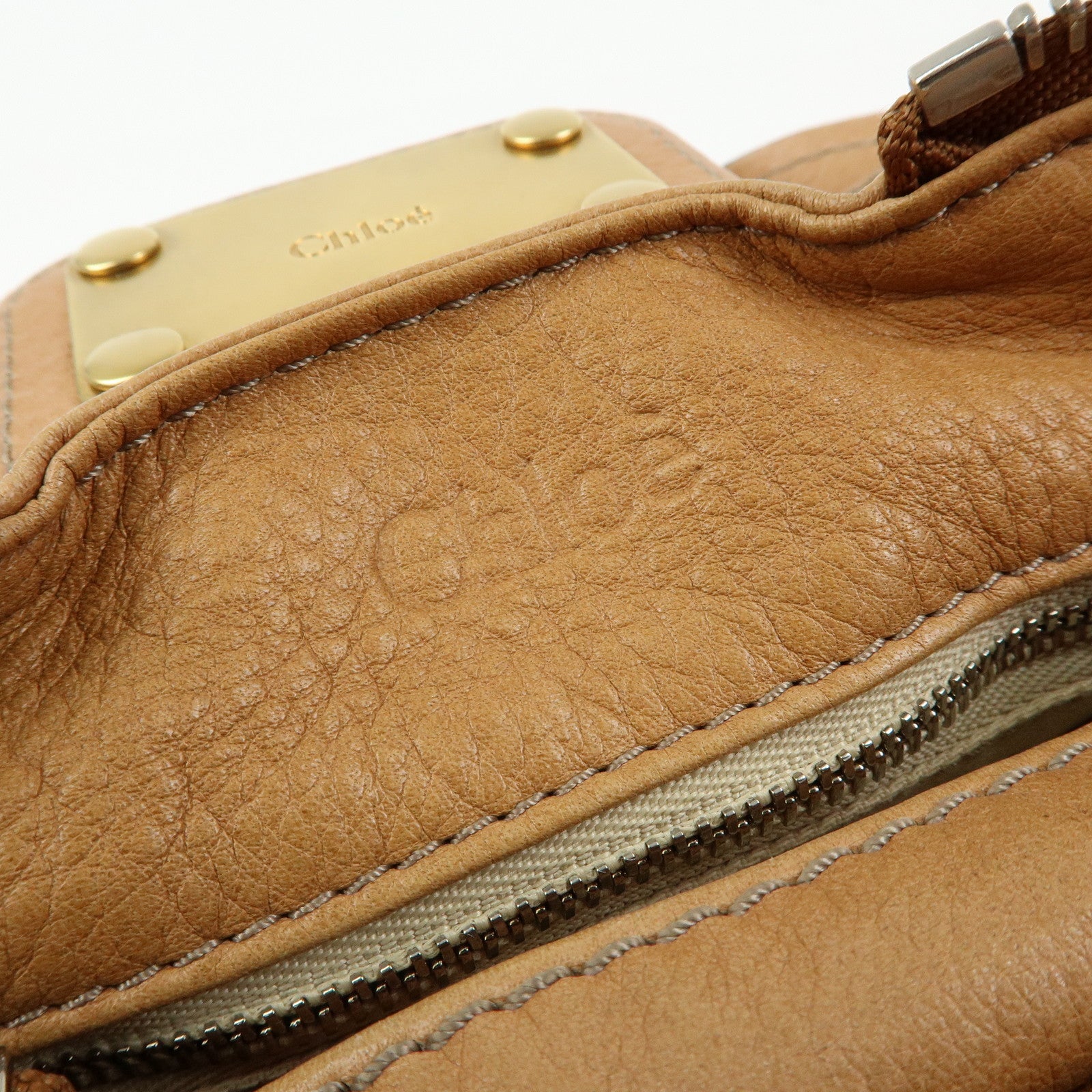Chloe Paddington Leather Medium Shoulder Bag Boston Bag Light Brown