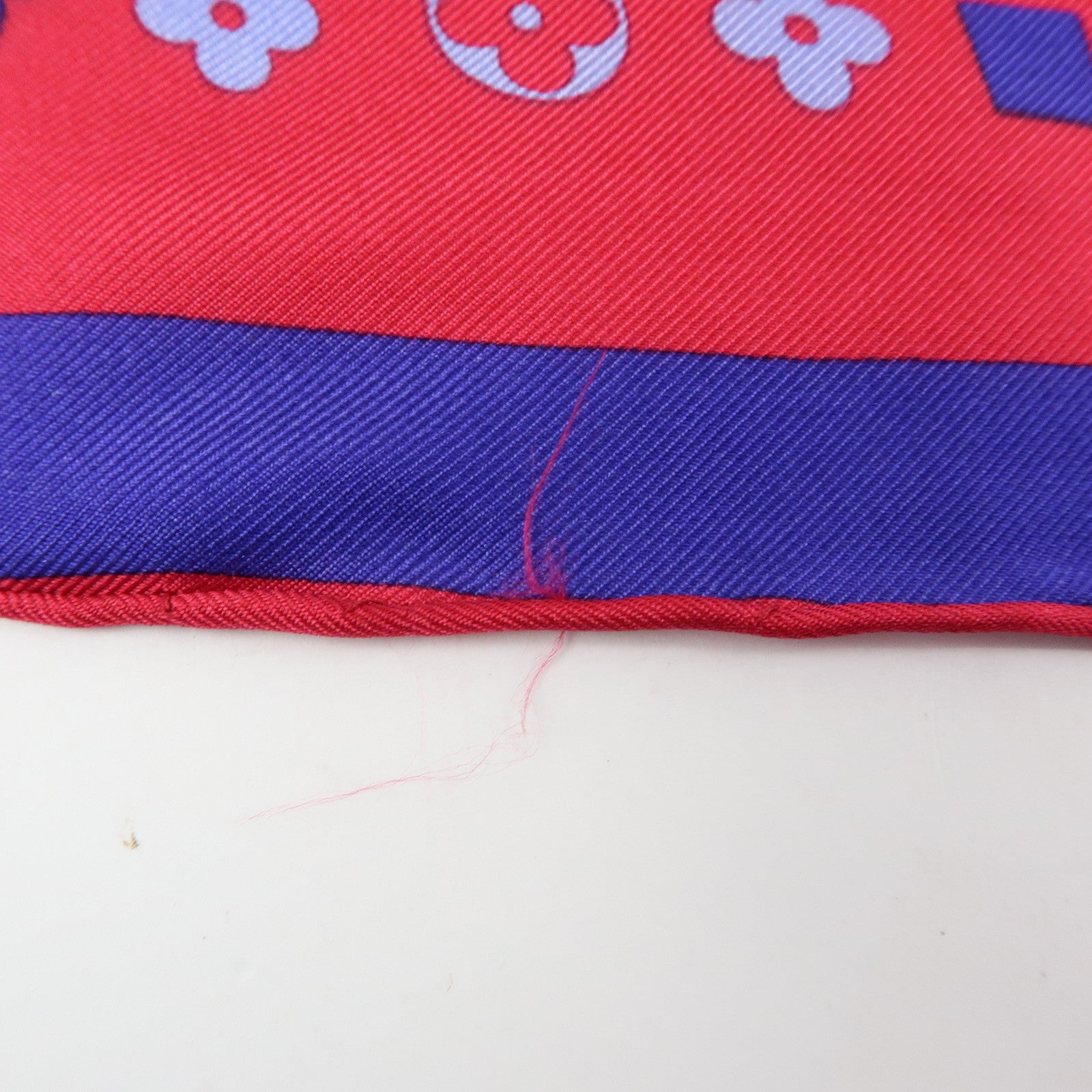 Louis Vuitton Monogram Silk 100% Scarf Geometric Pattern Pink Blue