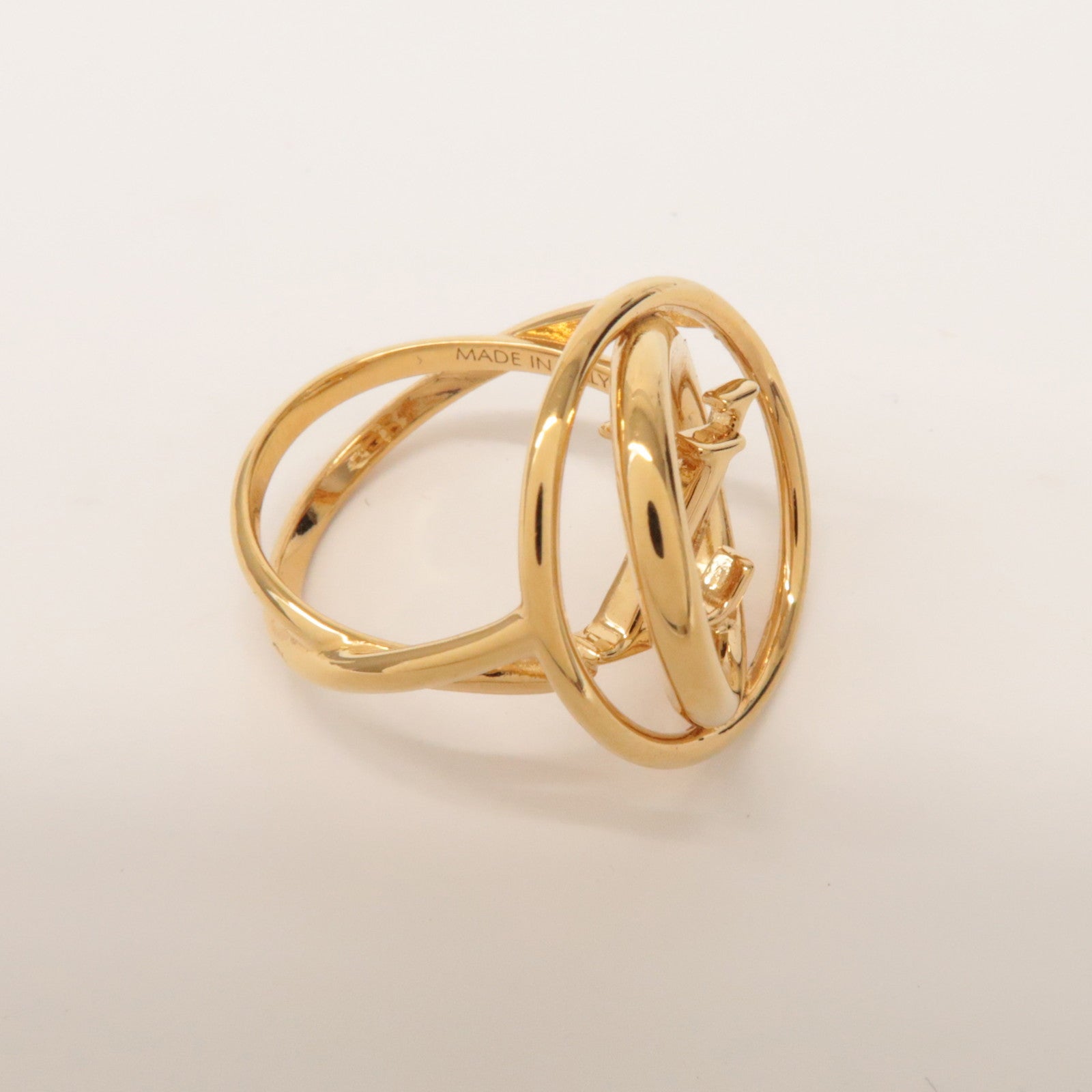 Louis Vuitton Bague LV Logo Metal Stellar Ring Gold S M0937