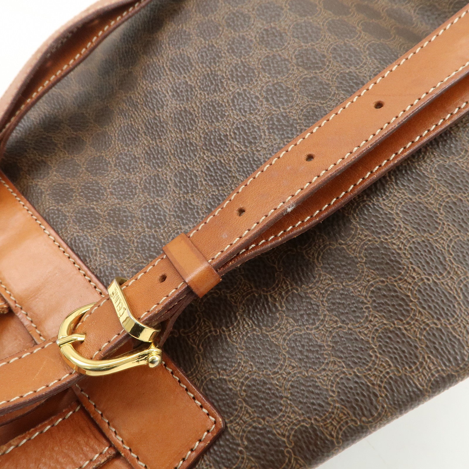 CELINE Macadam PVC Leather Backpack Rucksack Brown