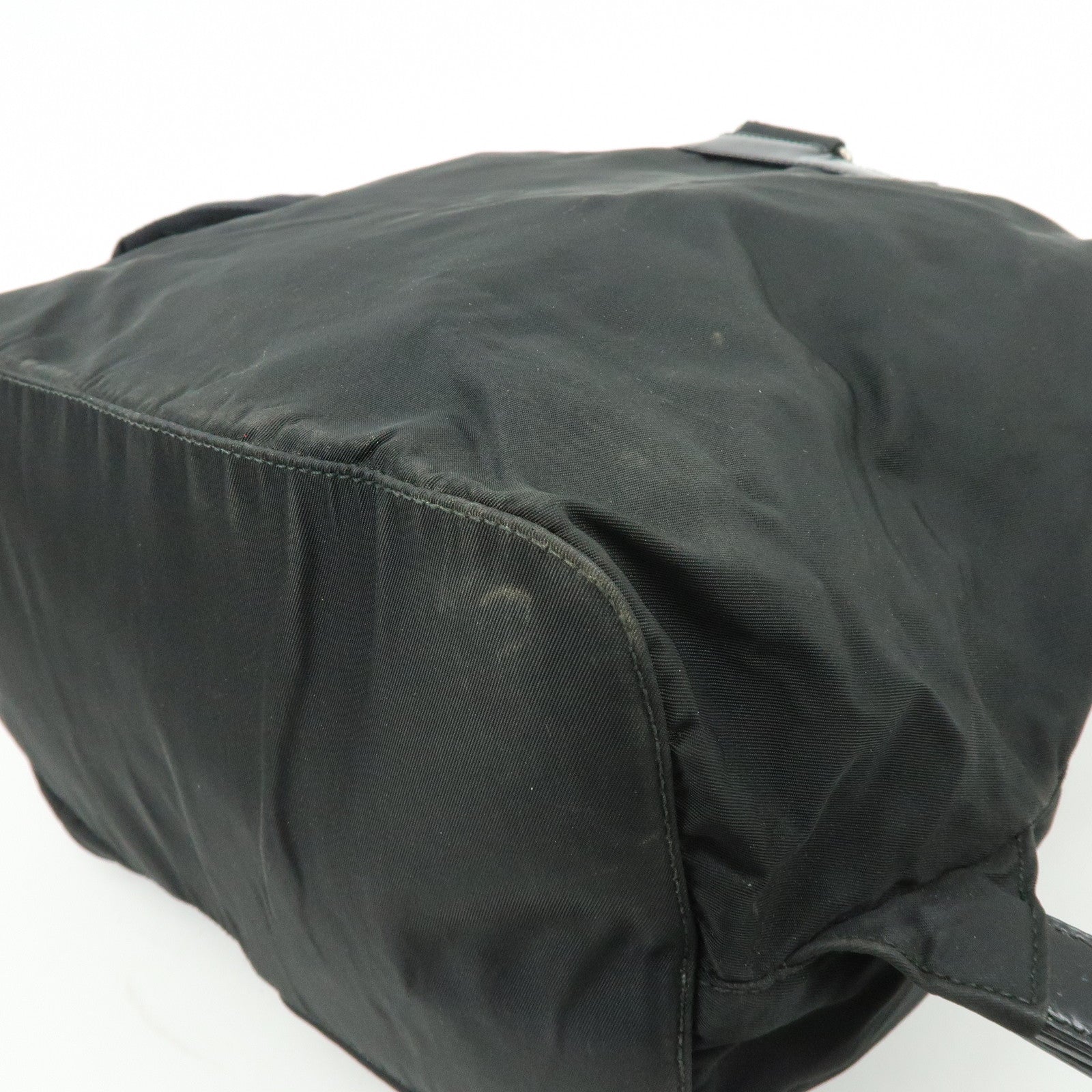 PRADA Triangle Logo Nylon Leather Backpack Rucksuck Black