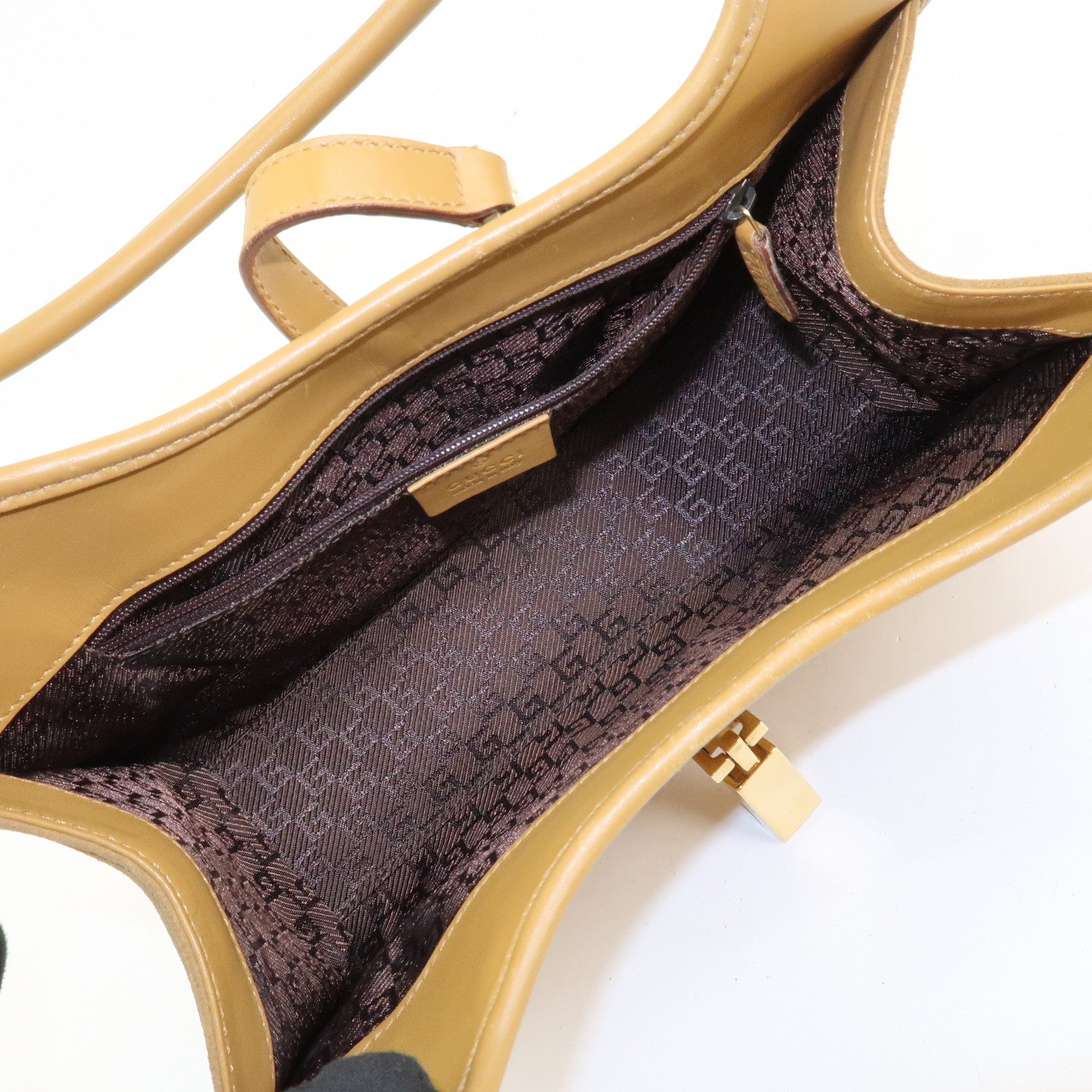 GUCCI Jackie Suede Leather Shoulder Bag Hand Bag Camel 002･1068