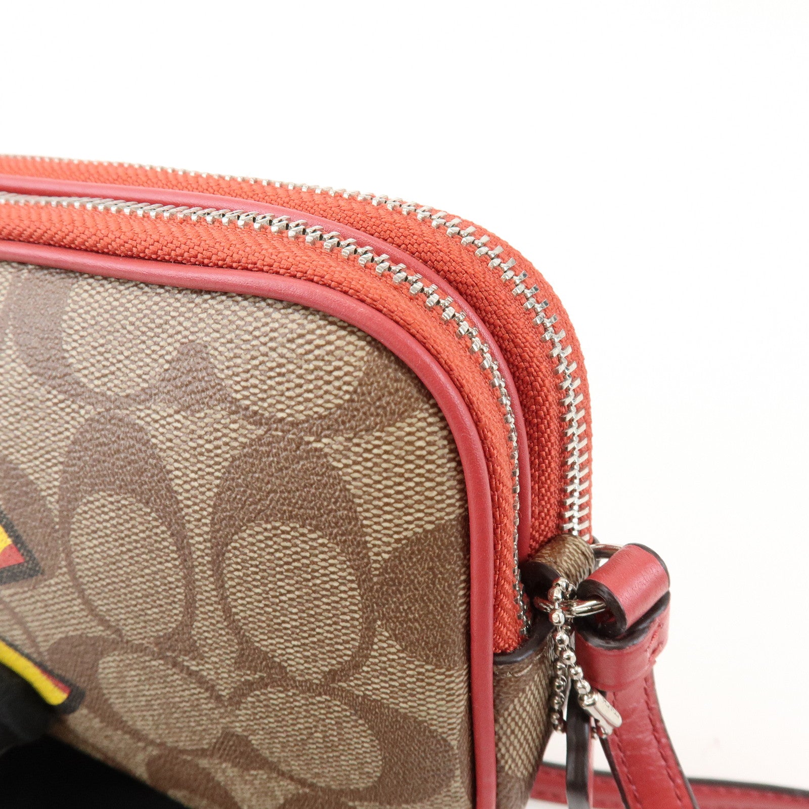 COACH Signature Pacman Collaboration Shoulder Bag Brown Red