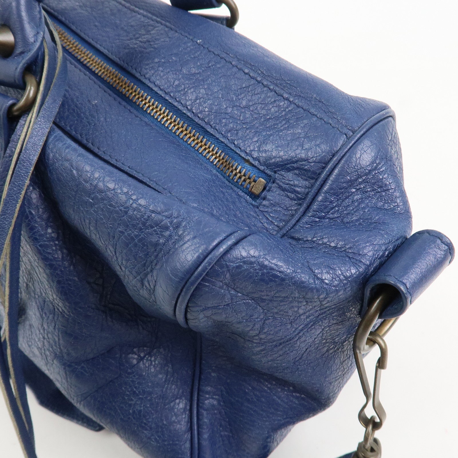 BALENCIAGA Leather The Twiggy 2WAY Bag Hand Bag Blue 409334