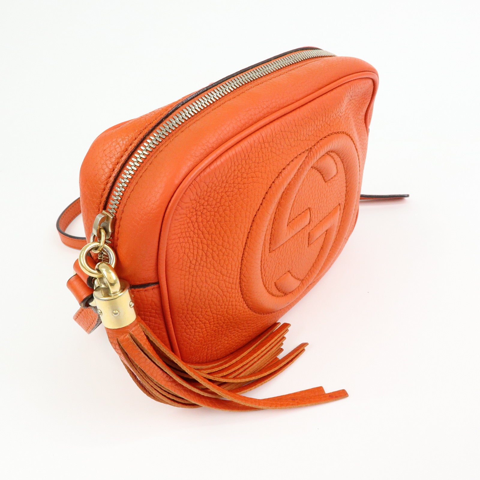 GUCCI SOHO Small Disco Leather Shoulder Bag Orange 308364