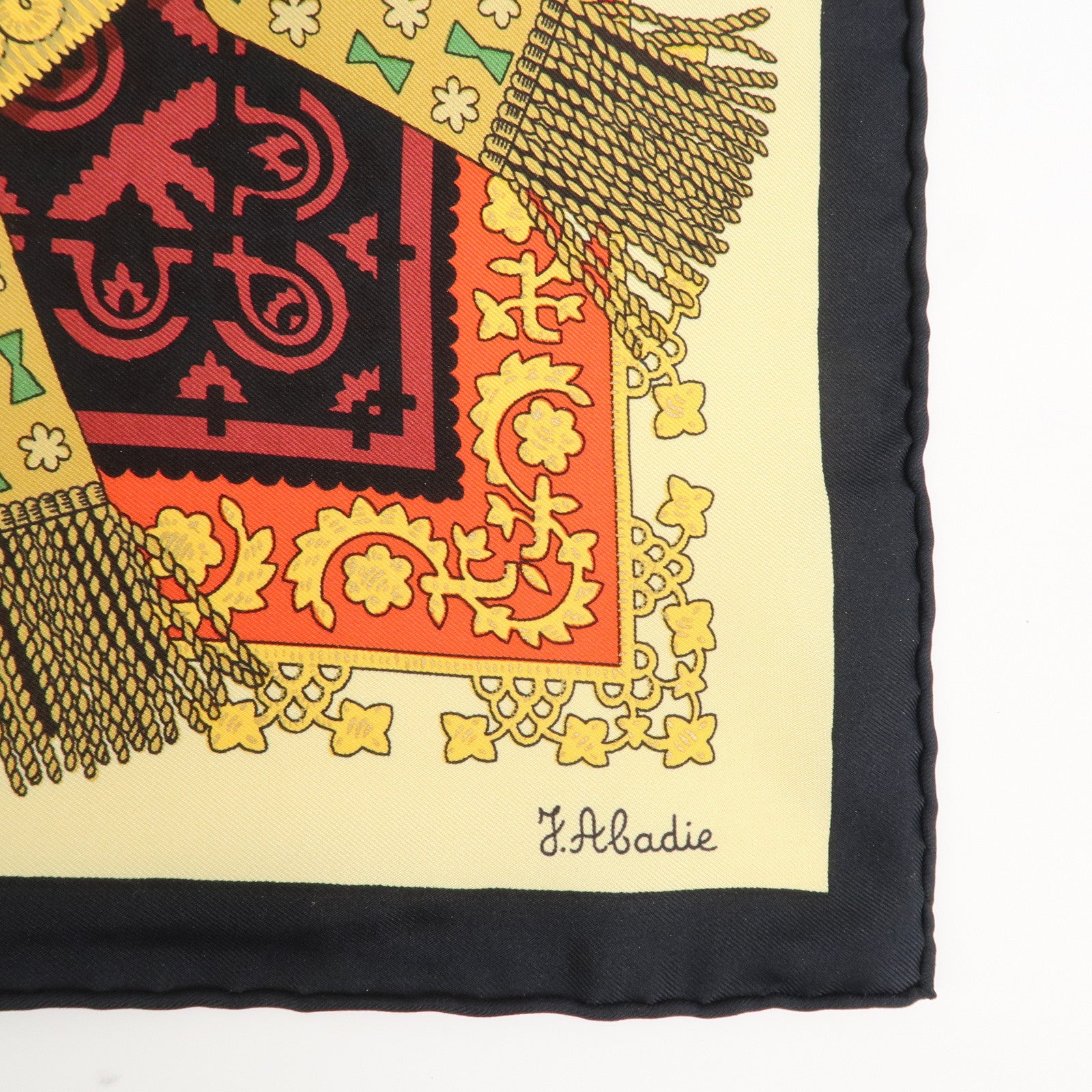 HERMES Carre 90 Silk 100% Scarf  Brins d'or Black Red