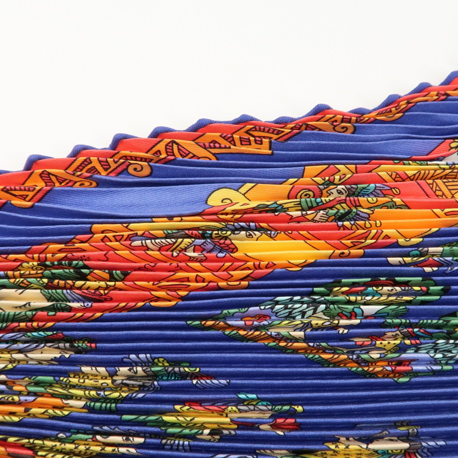 HERMES Pleats Carre Silk 100% Scarf Feria De Sevilla Black Yellow Used