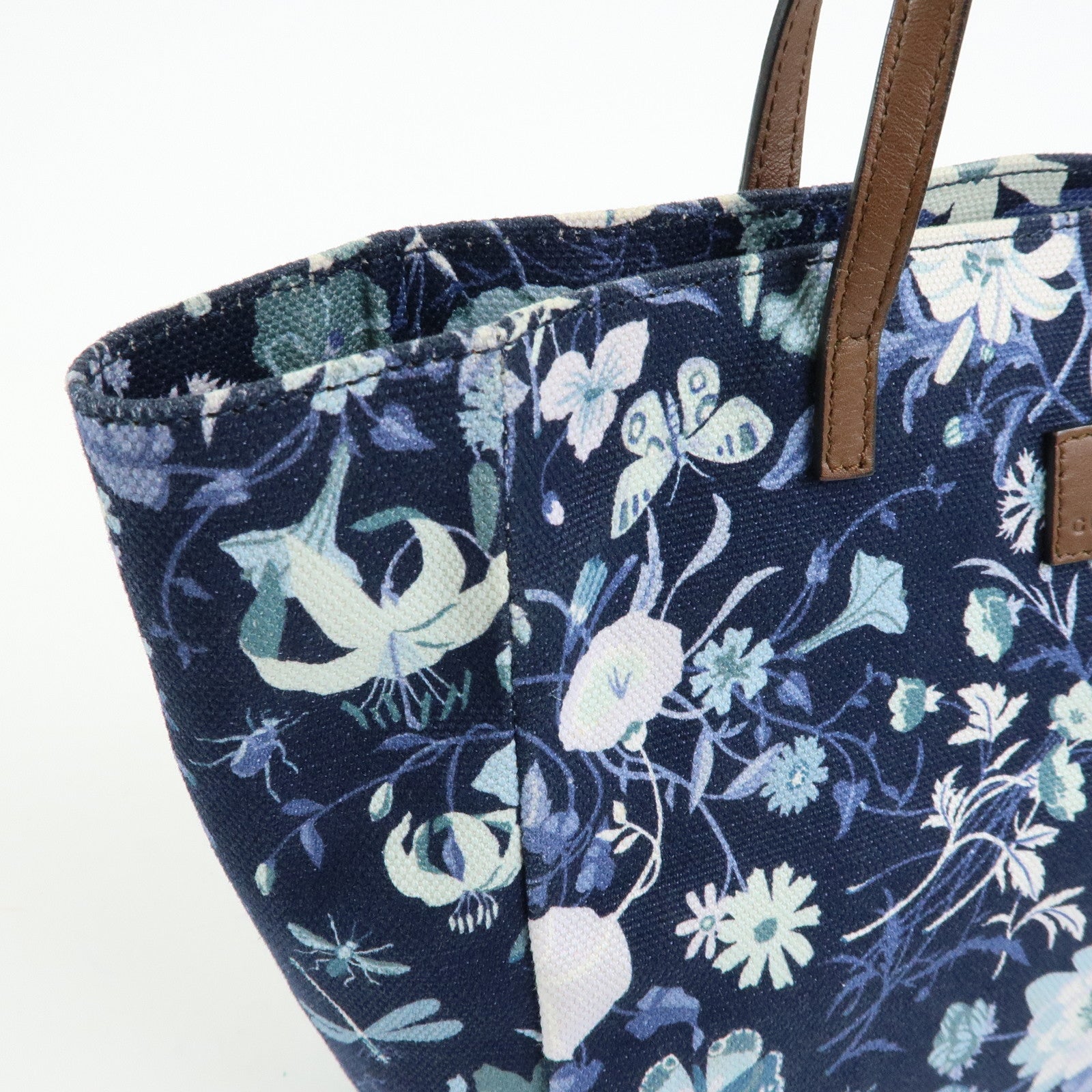 GUCCI Children's Canvas Leather Tote Bag Hand Bag Flower 284721