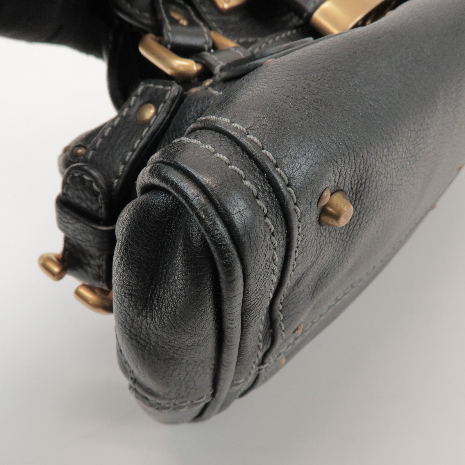 Chloe Logo Paddington Mini Leather Hand Bag Cadena Black