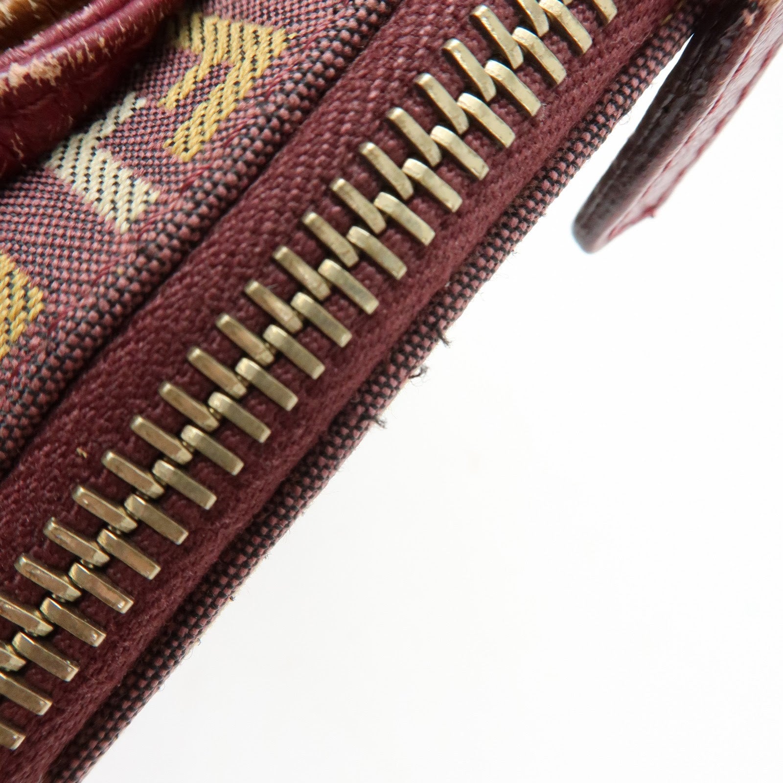 FENDI Zucchino Canvas Leather Hand Bag Pouch Brown 8BR513