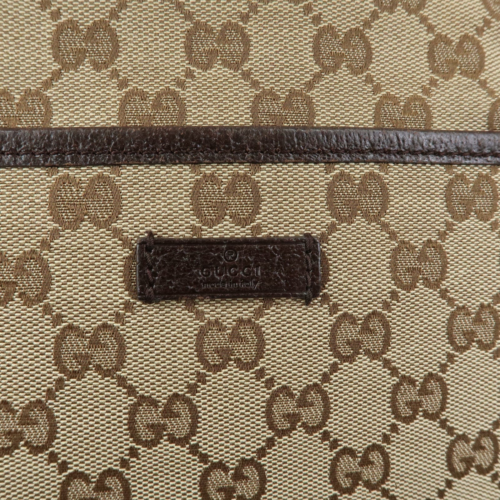 GUCCI GG Canvas Leather Shoulder Crossbody Bag Beige Brown 122793