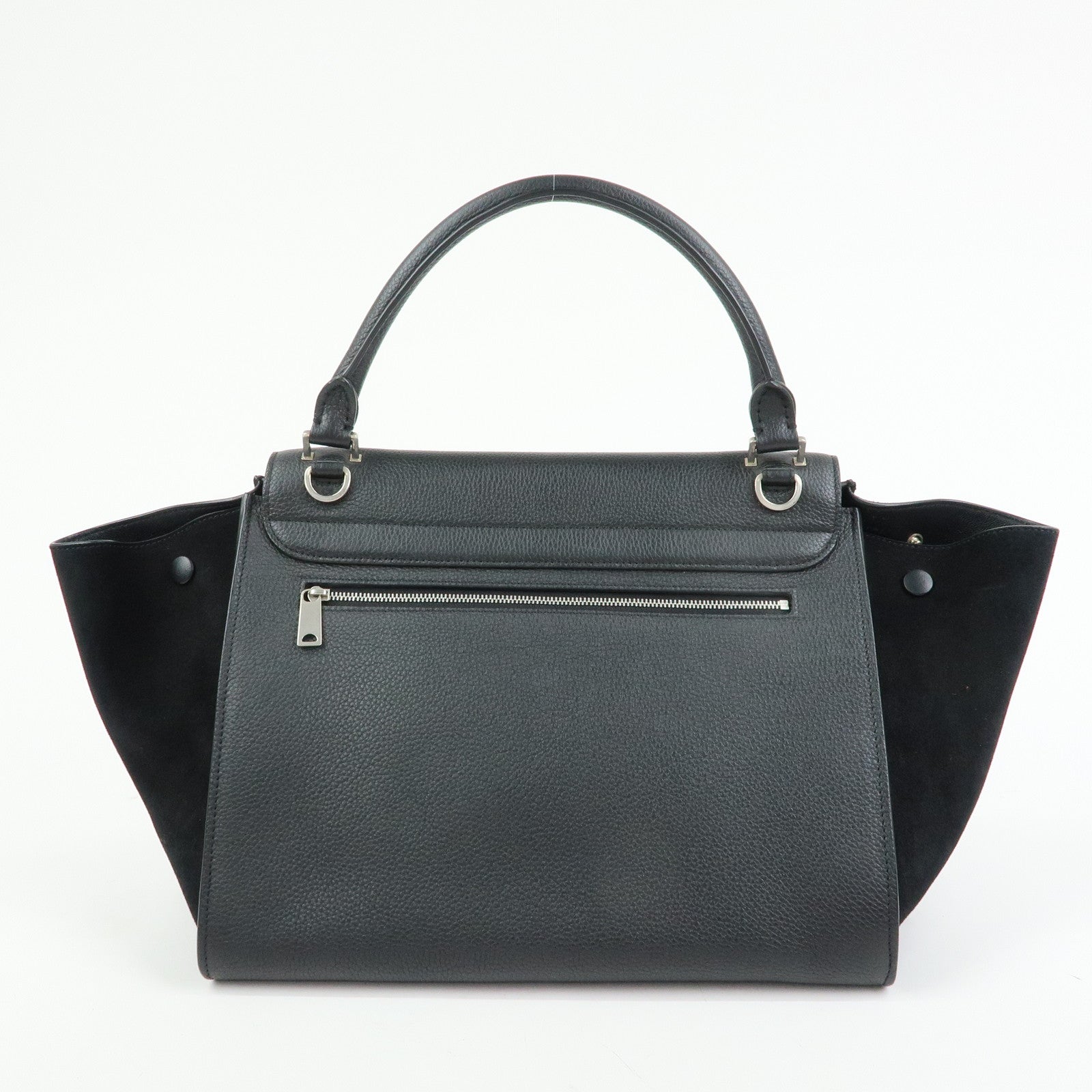 CELINE Trapeze Leather Suede 2WAY Bag Shoulder Bag Black